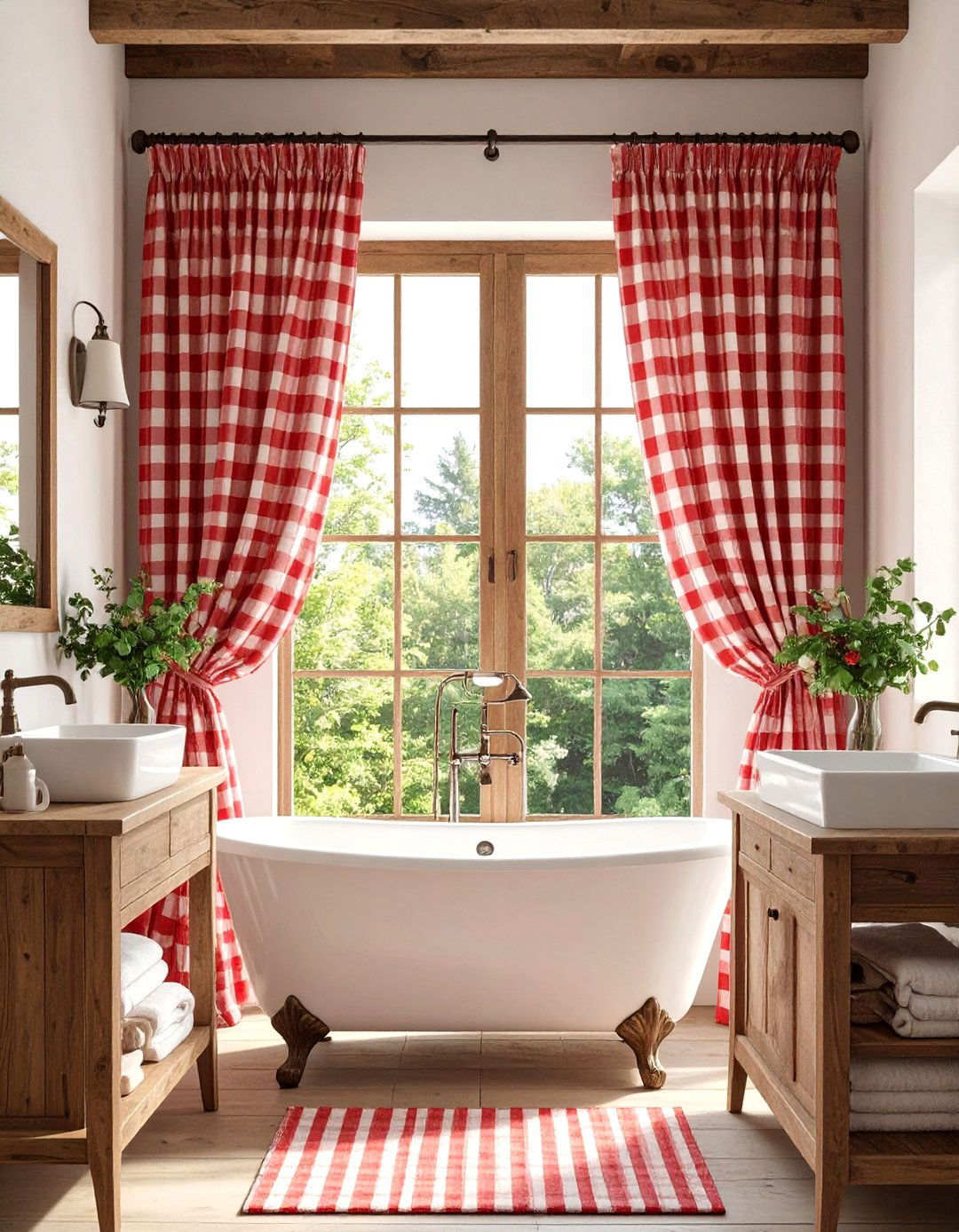 Country Gingham Bathroom Curtains with Homestyle Comfort - 25 bathroom curtain ideas