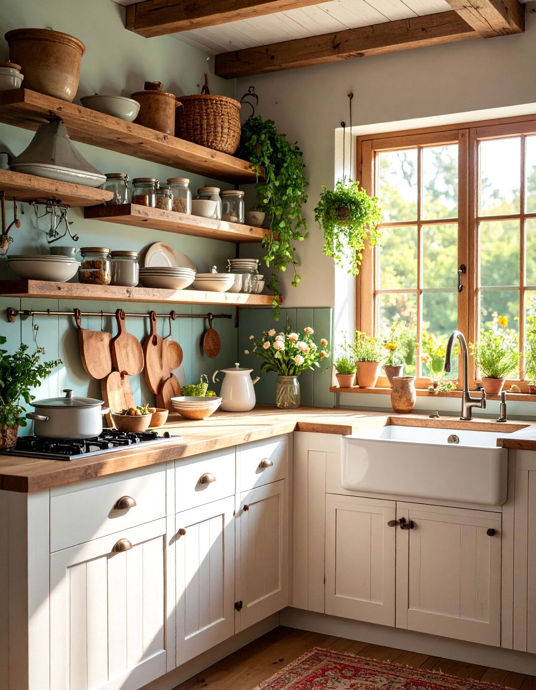 Country Kitchen with Open Shelving - 25 Rustic Decor Ideas