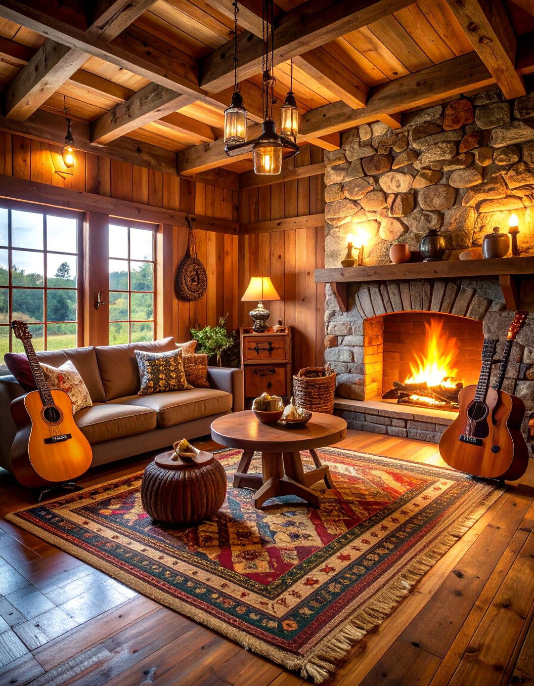 Country Music Room with Rustic Barn Elements - 25 Music Room Ideas