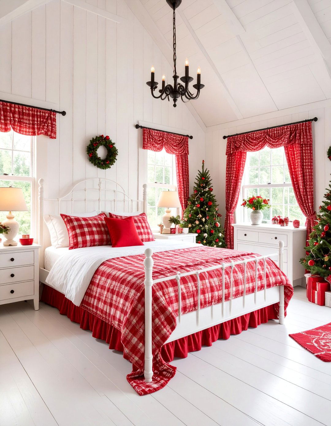 Country Red Gingham Bedroom Style - 25 Red Bedroom Ideas