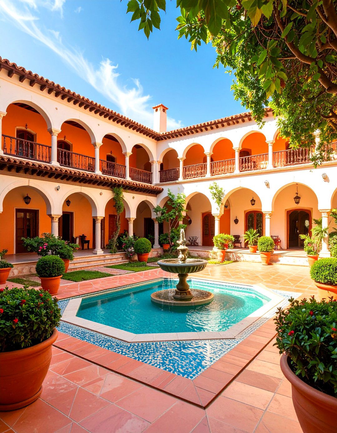 Courtyard Centered Mediterranean House Exterior - 25 Mediterranean House Exterior Ideas
