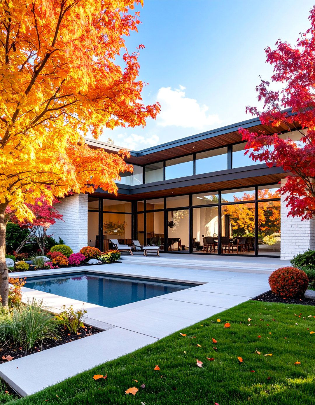 Courtyard Focused Mid Century Modern Exterior - 25 Mid-Century Modern Exterior Home Ideas