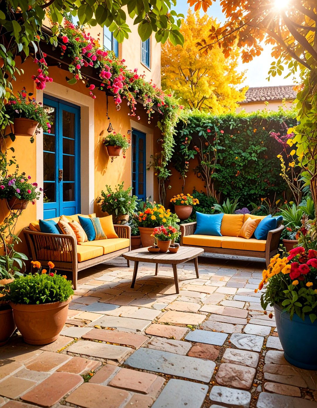 Courtyard Garden with Paved Seating Area - 25 Small Garden Ideas