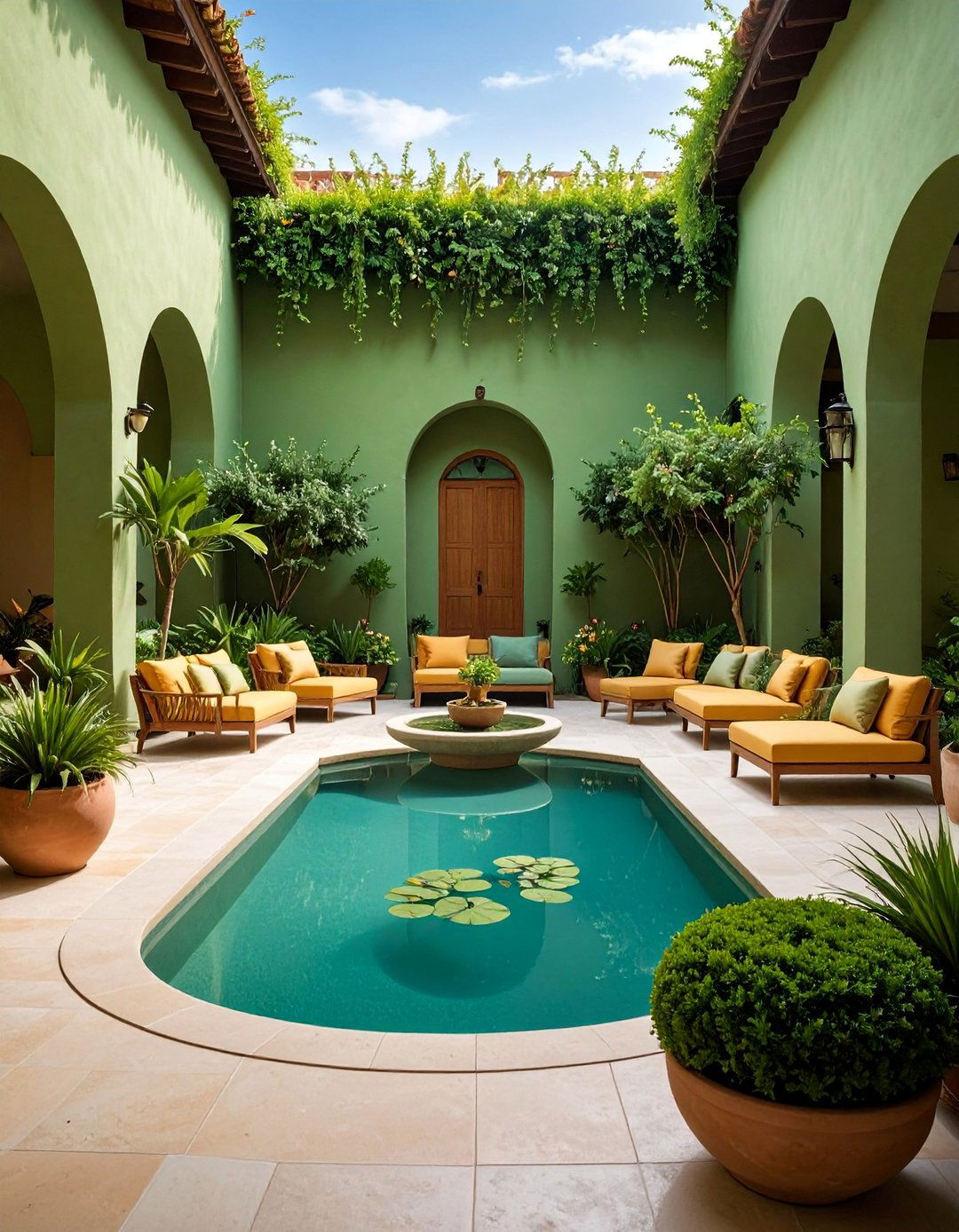 Courtyard Water Feature Enclosed Garden - 25 Enclosed Garden Ideas