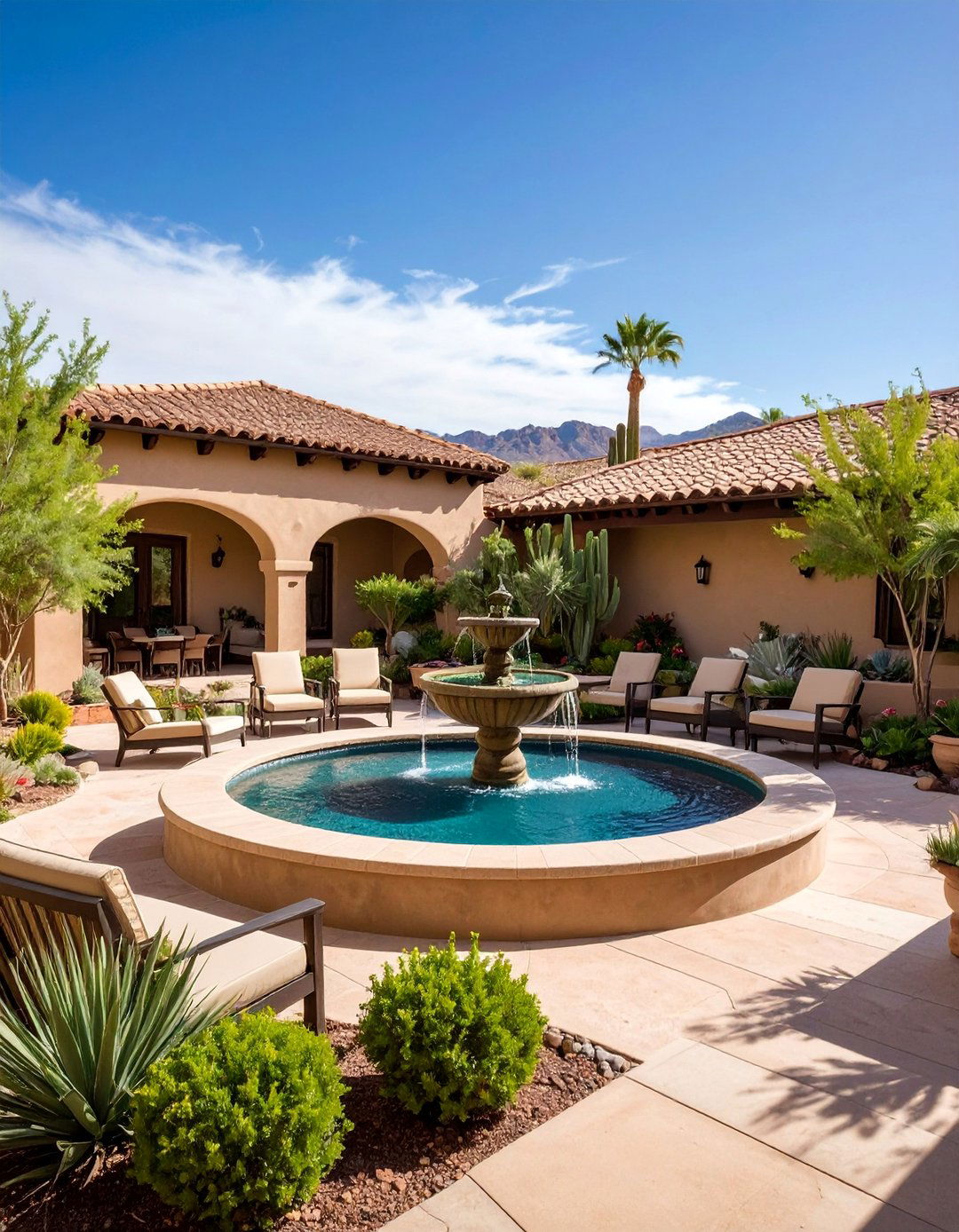 Courtyard Water Feature Focal Point - 25 Arizona Backyard Ideas