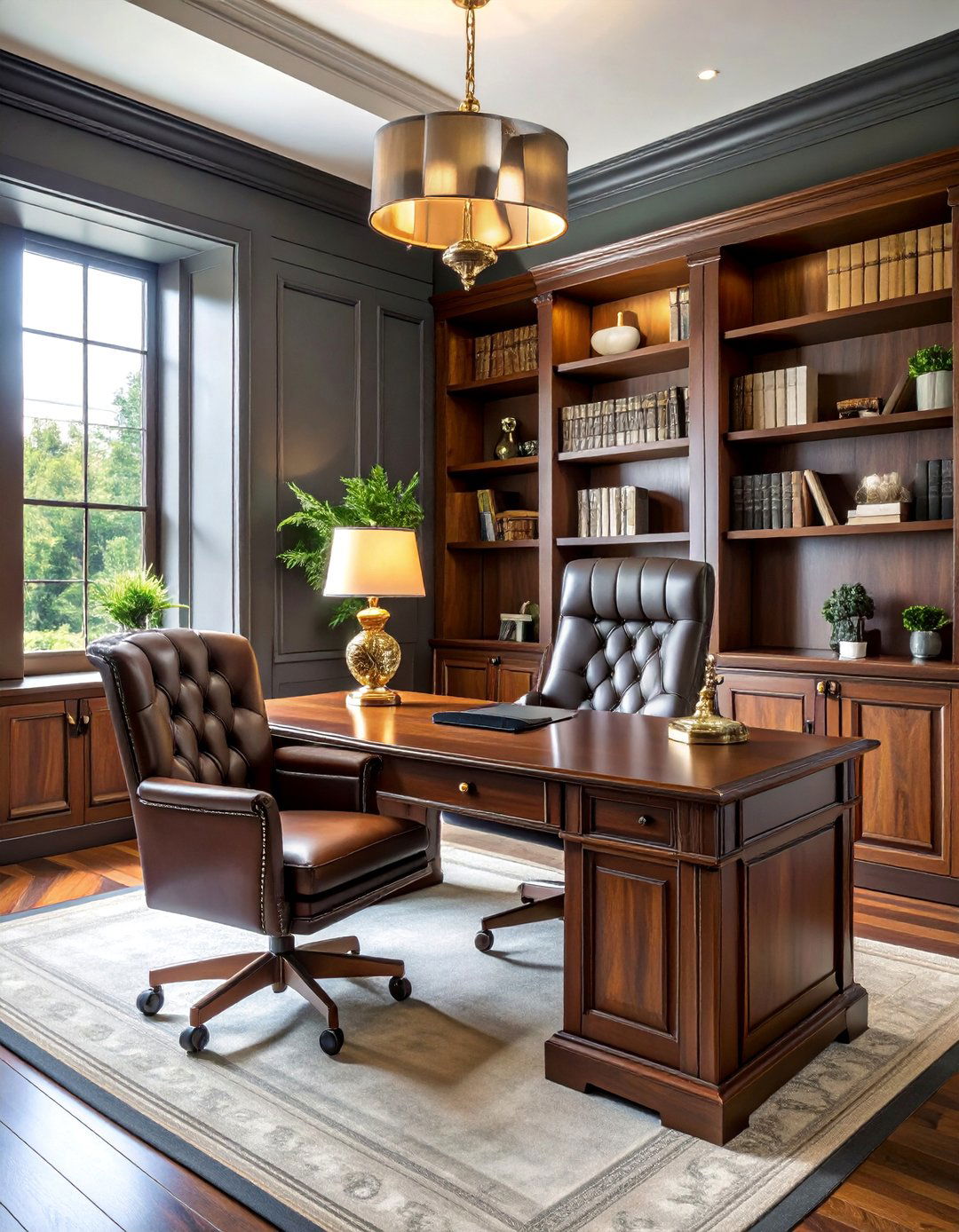 Coventry Gray Traditional Study with Rich Wood Paneling - 25 Light Gray Paint Colors for Your House