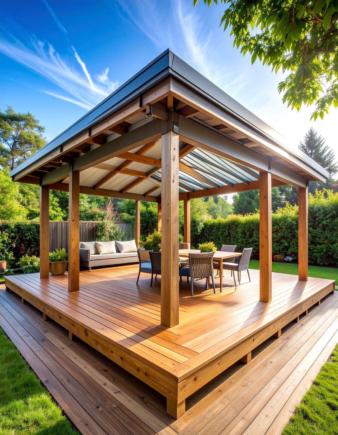 Covered Deck with Metal Roofing - 25 Backyard Deck Ideas on a Budget