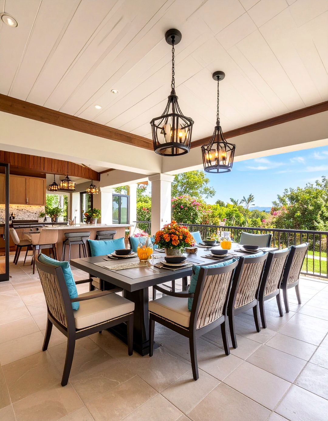 Covered Dining Lanai with Al Fresco Focus - 25 Lanai Porch Ideas