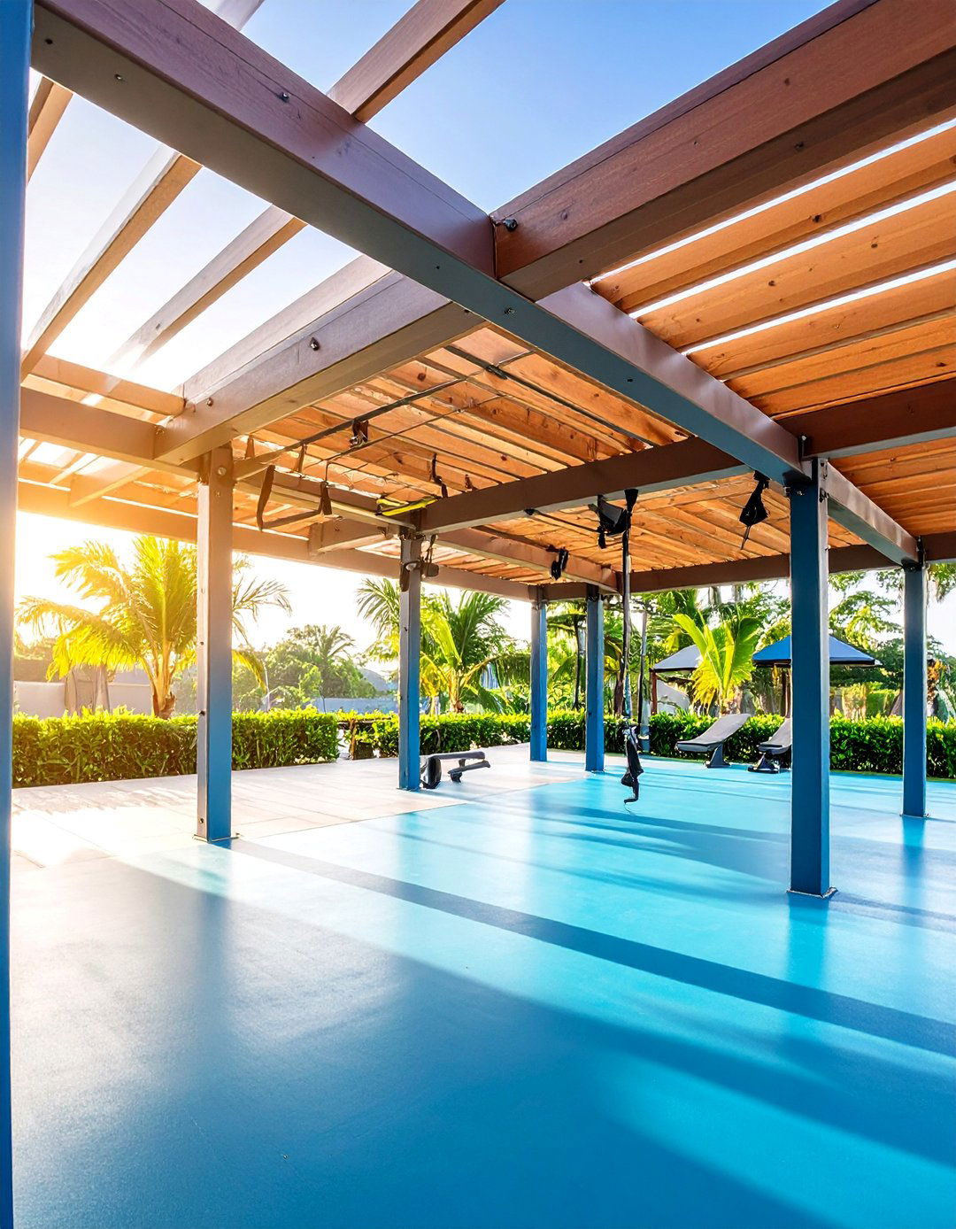 Covered Pergola Strength Complex - 25 Outdoor Gym Ideas