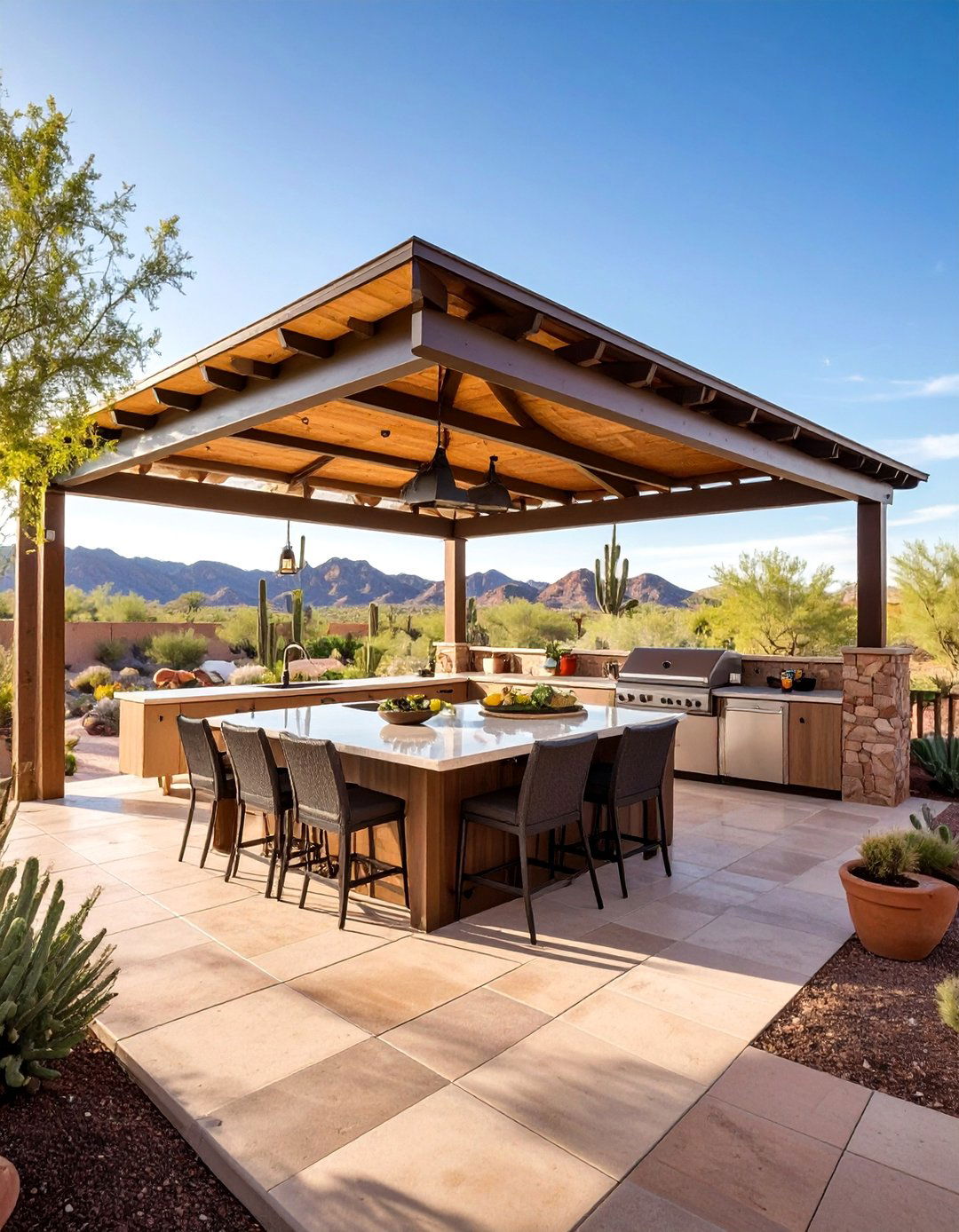 Covered Ramada with Outdoor Kitchen - 25 Arizona Backyard Ideas