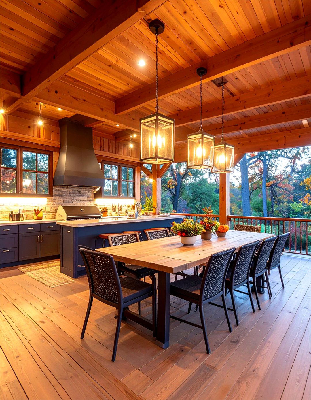 Covered Side Porch with Outdoor Kitchen - 25 Side Porch Ideas