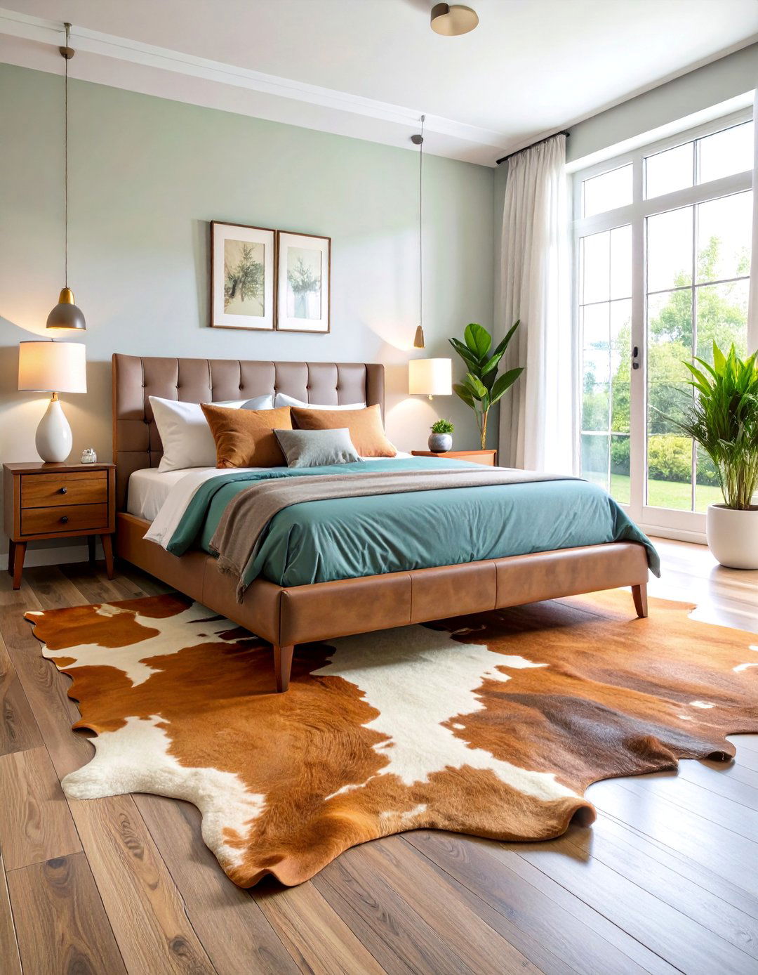Cowhide Bedroom Rug for Natural Texture Appeal - 25 bedroom rug ideas