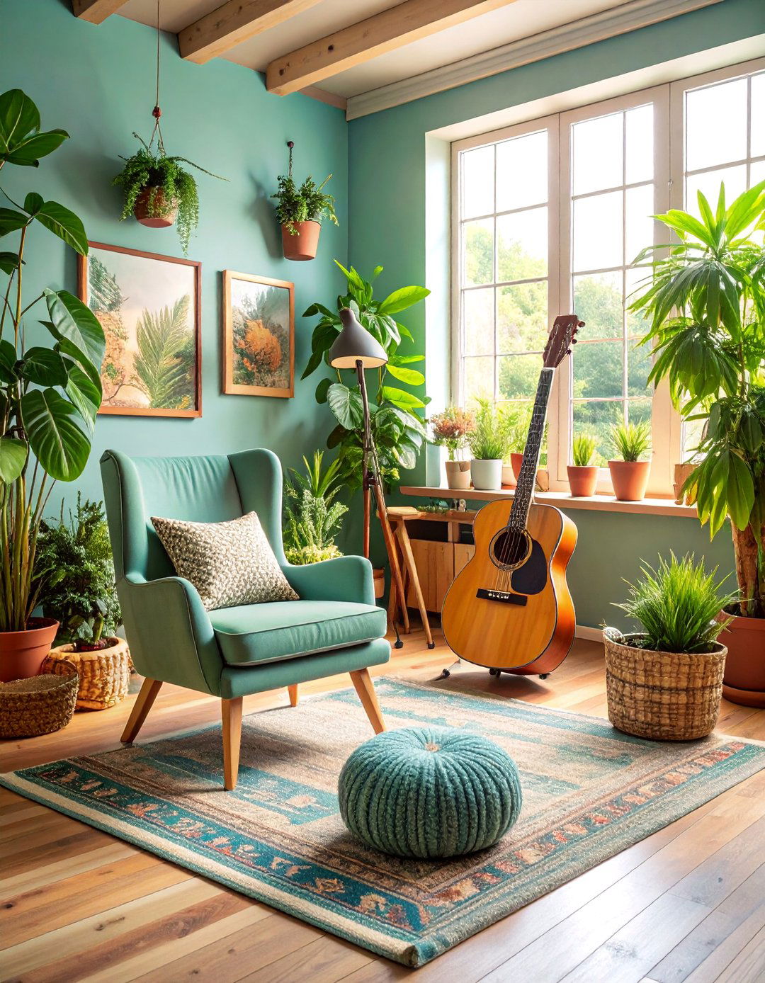 Cozy Acoustic Corner with Natural Wood Elements - 25 Music Room Ideas