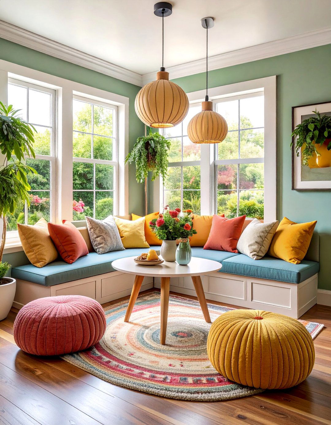 Cozy Breakfast Nook Under Sloped Ceiling - 25 Sloped Ceiling Kitchen Ideas