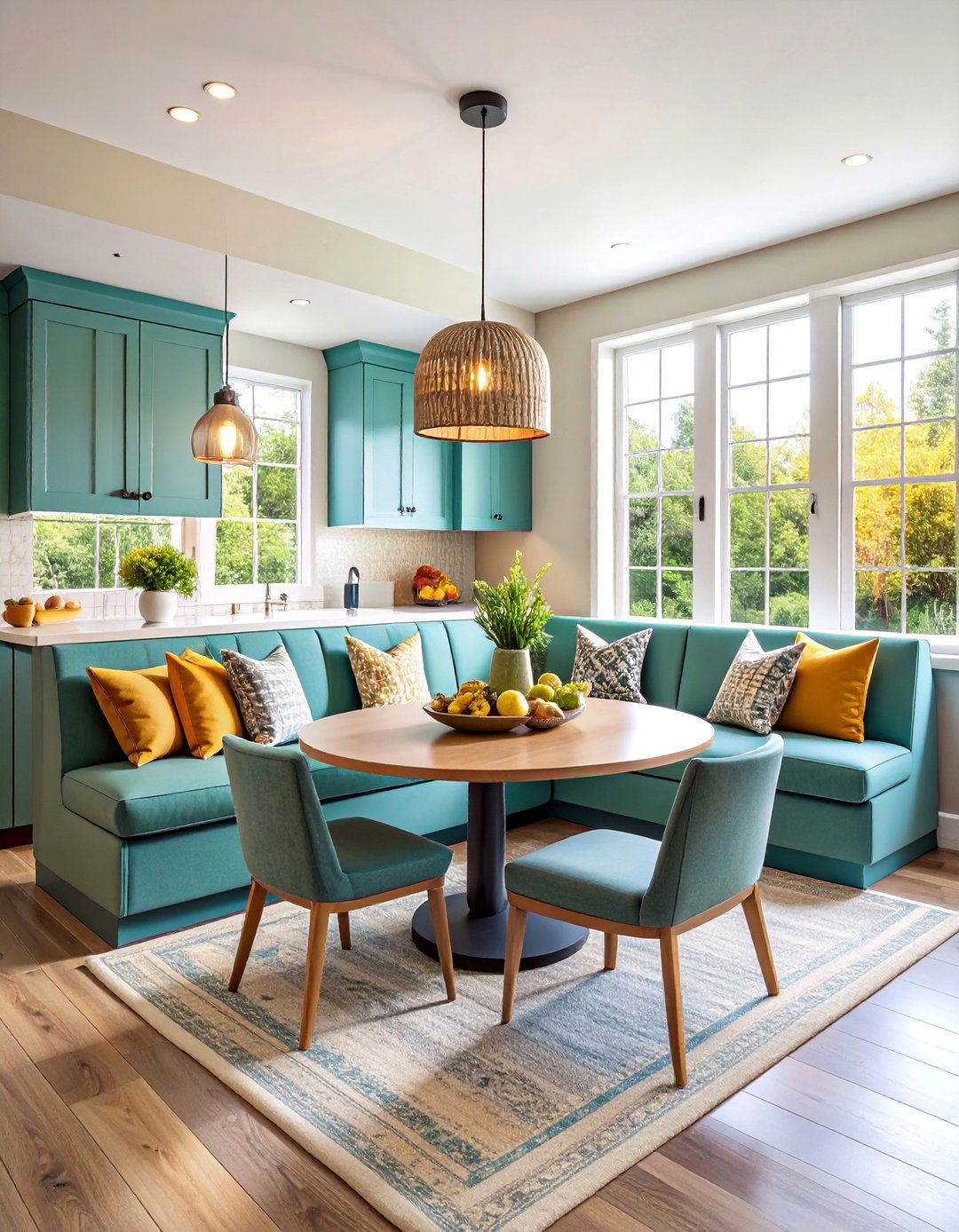 Cozy Breakfast Nook with Built in Banquette Seating - 25 Cozy Kitchen Ideas