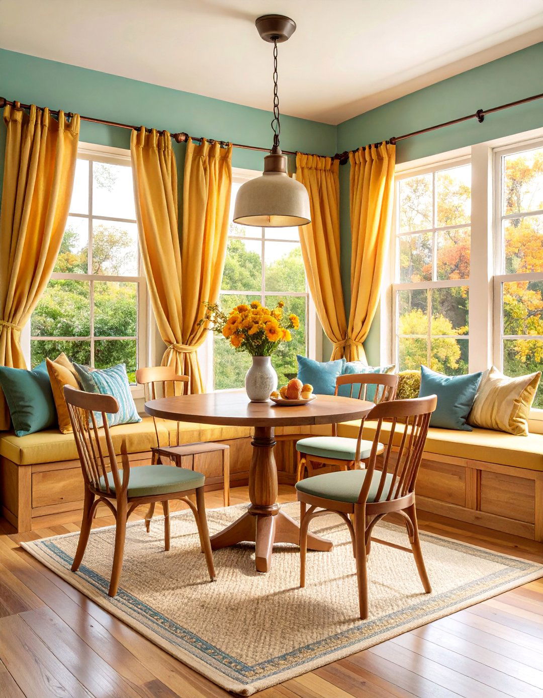 Cozy Breakfast Nook with Built in Banquette - 25 Rustic Decor Ideas