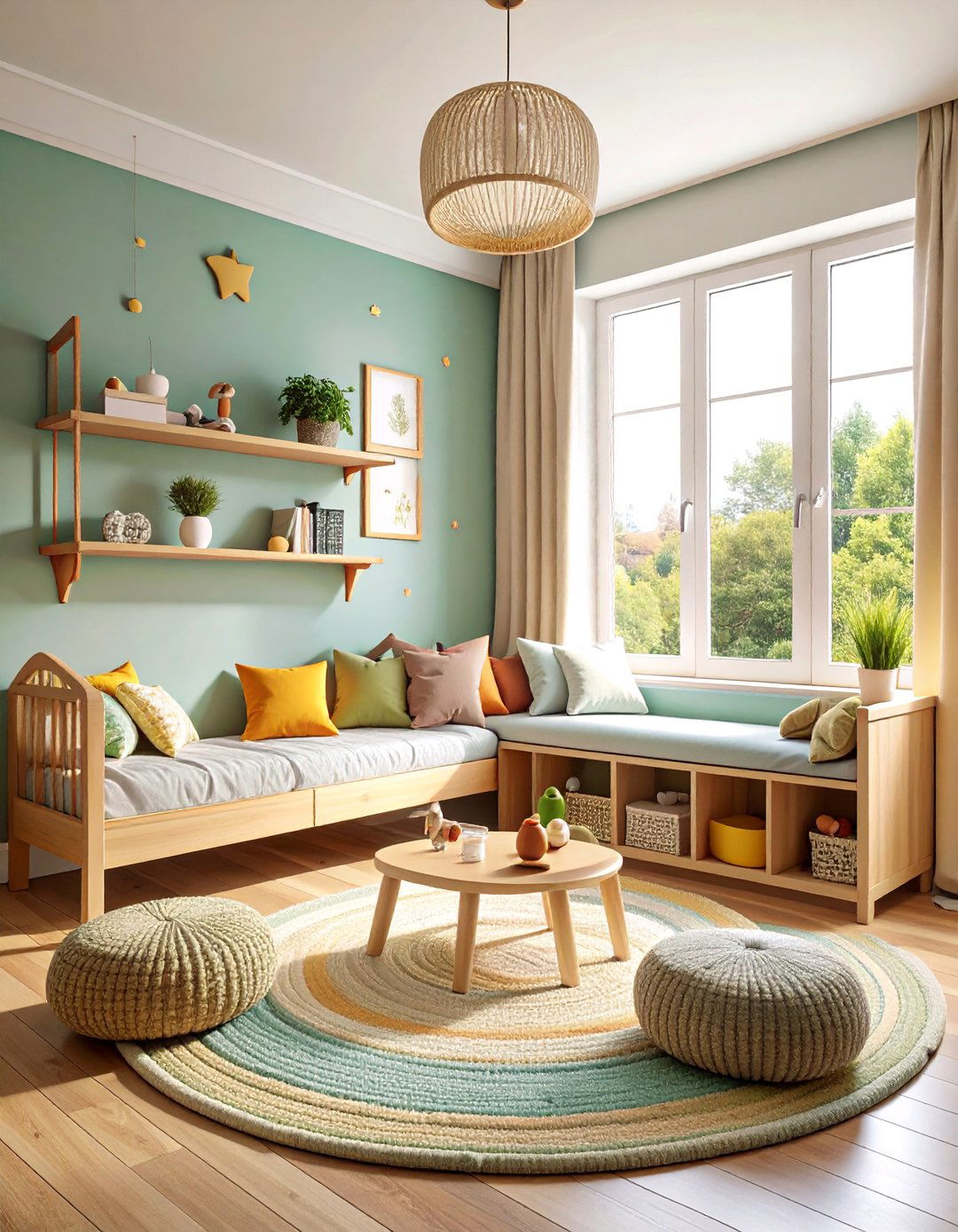 Cozy Corner Montessori Nursery with Window Seat - 25 montessori nursery ideas
