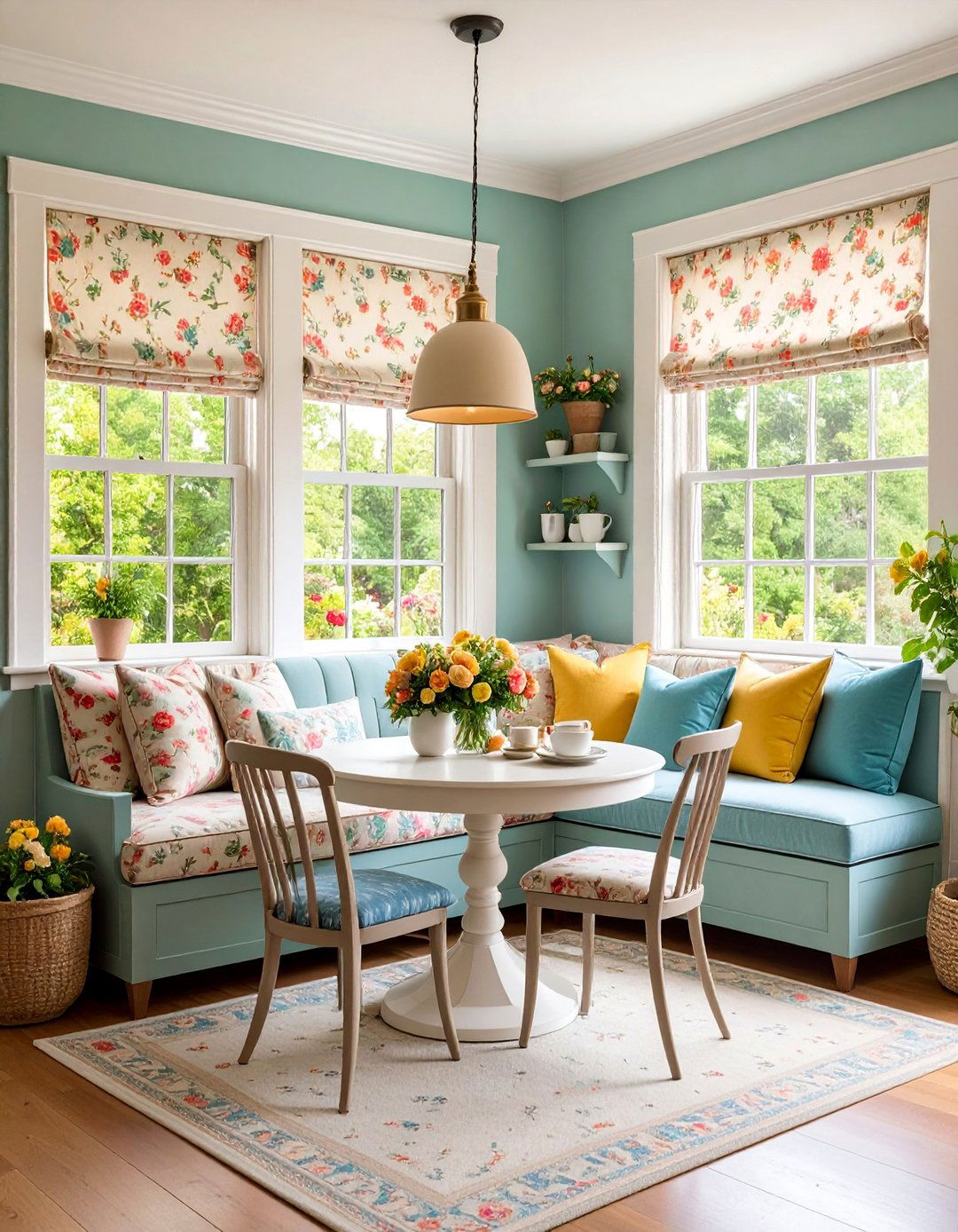 Cozy Cottagecore Breakfast Nook with Banquette Seating - 25 Cottagecore Interior Design Ideas