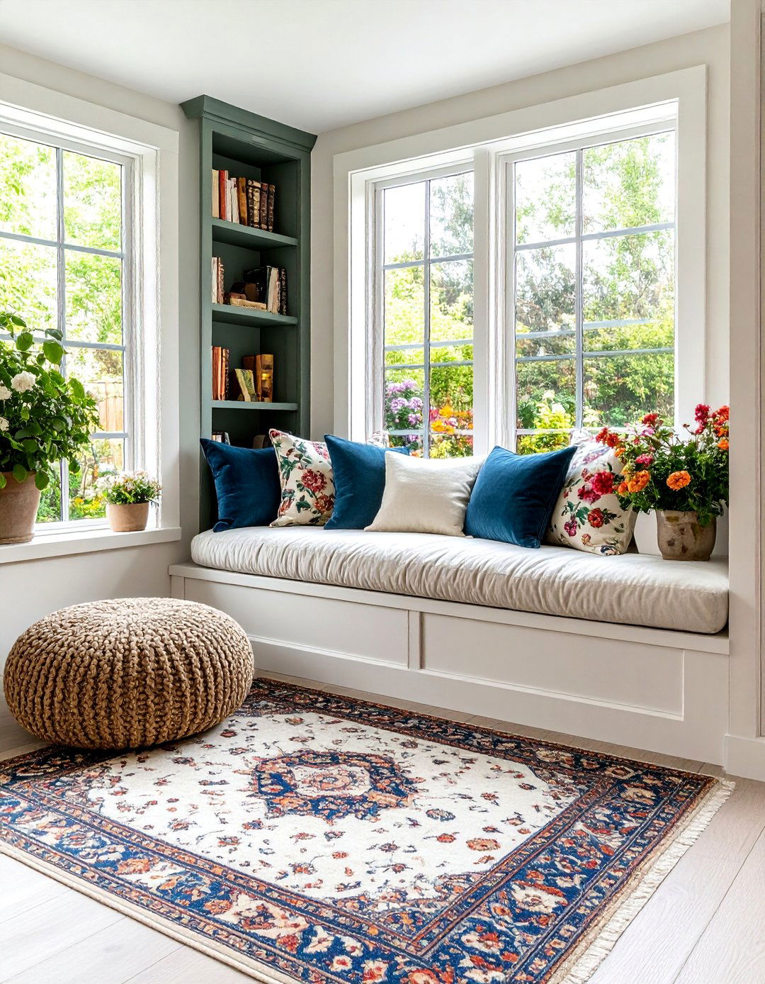 Cozy Cottagecore Reading Nook with Window Seat and Built in Bookshelves - 25 Cottagecore Interior Design Ideas