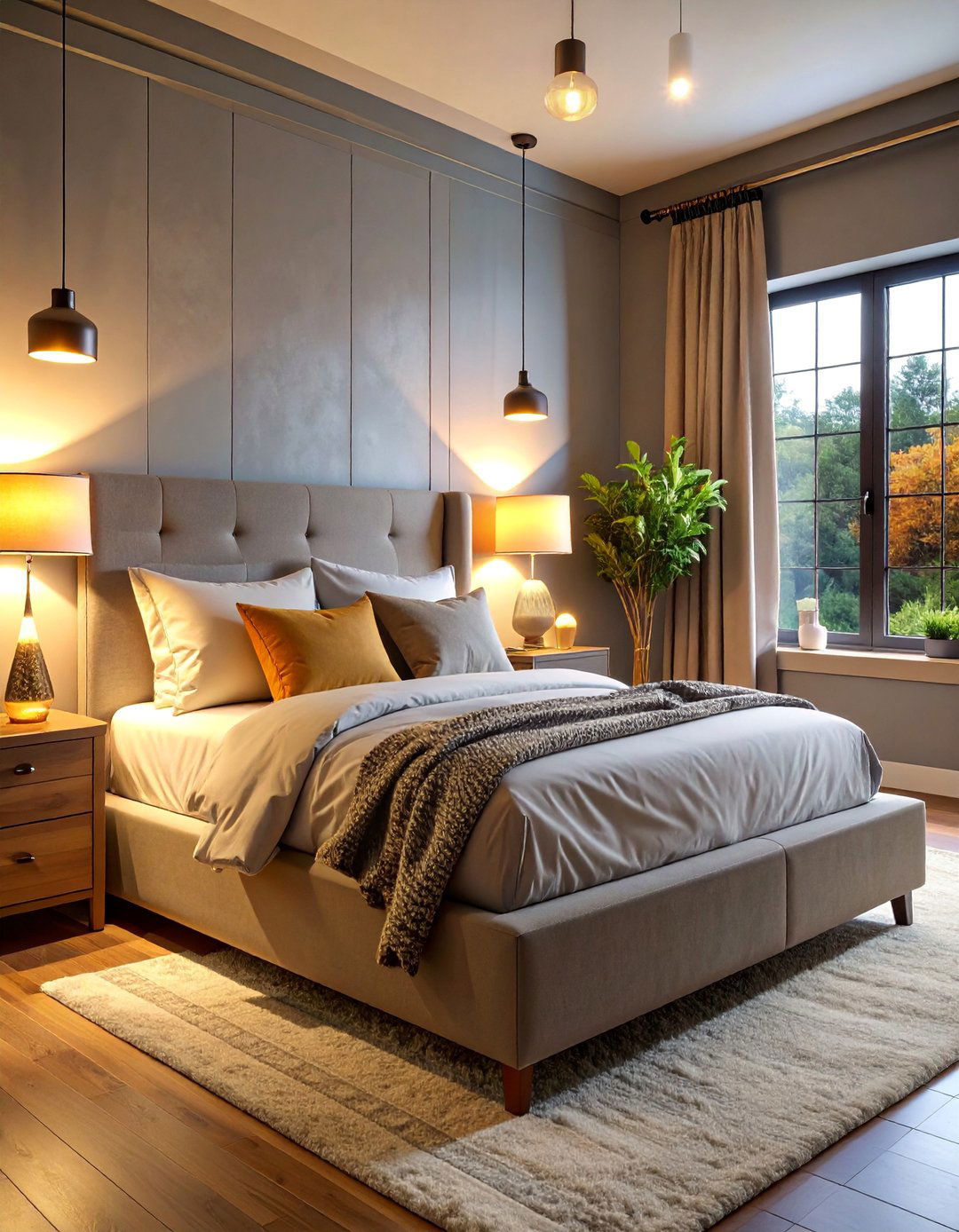 Cozy Electric Fireplace Bedroom Retreat with Built In Storage Seating - 25 Basement Fireplace Ideas