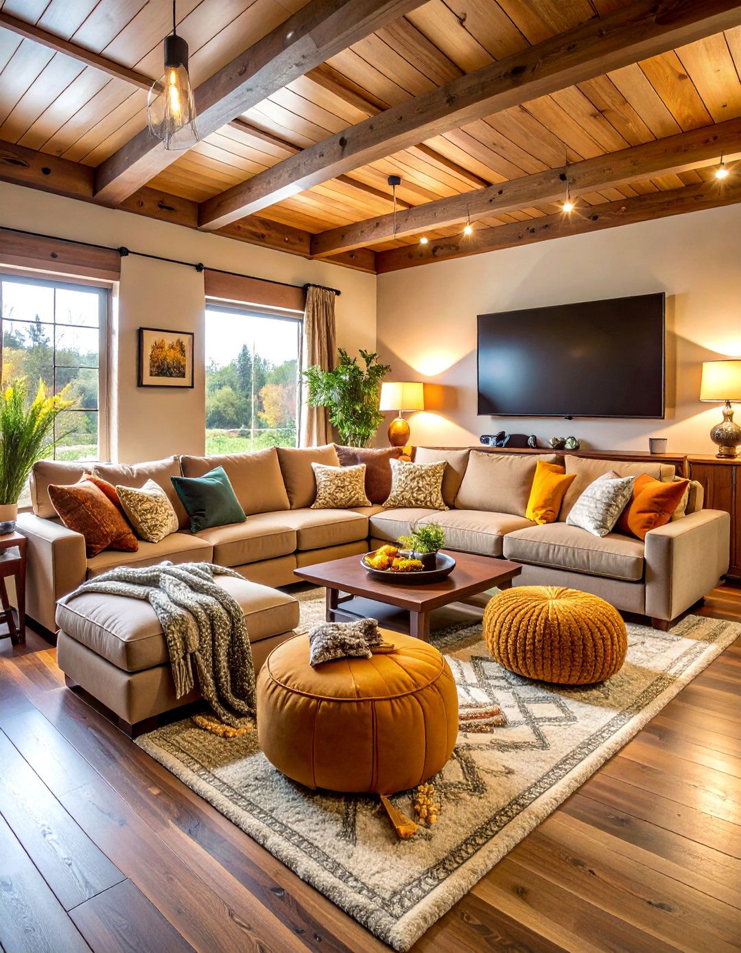 Cozy Family Theater with Sectional Seating - 25 Basement Home Theater Ideas