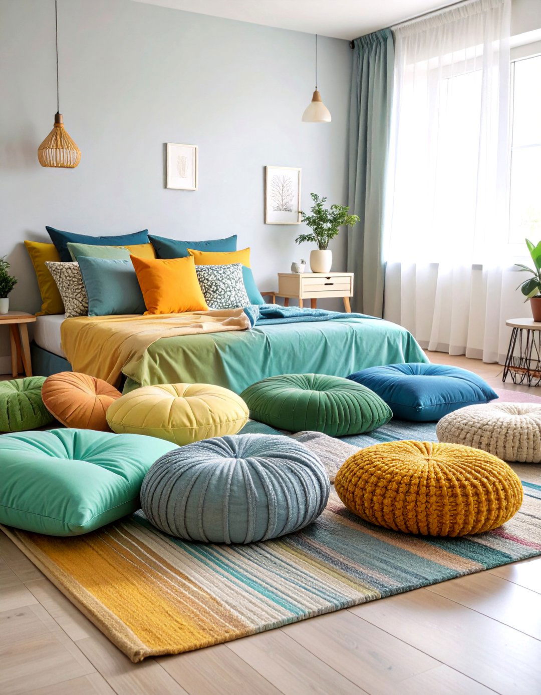 Cozy Floor Cushions Boho Bedroom - 25 Boho Teen Bedroom Ideas