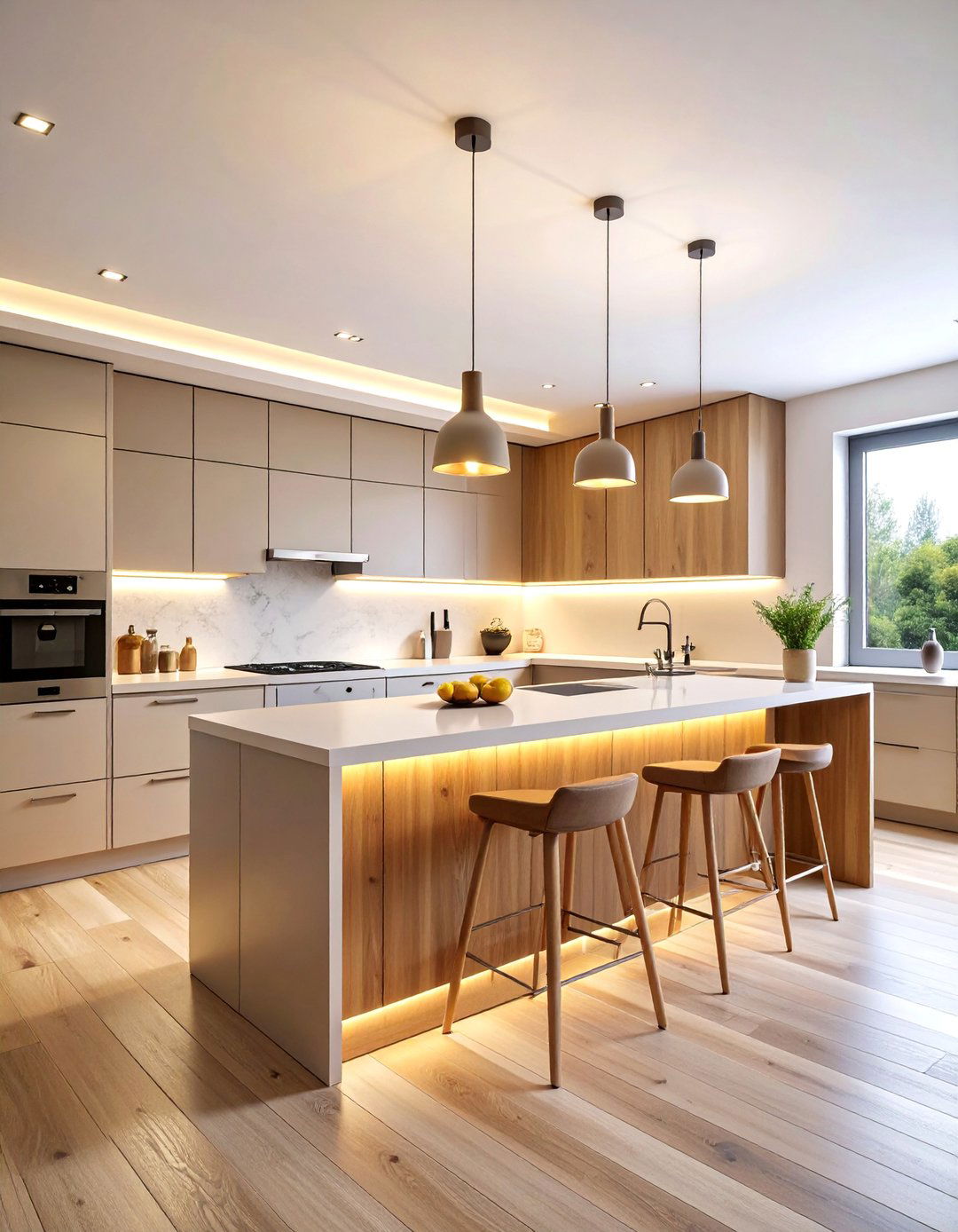 Cozy Galley Kitchen with Layered Warm Lighting - 25 Cozy Kitchen Ideas