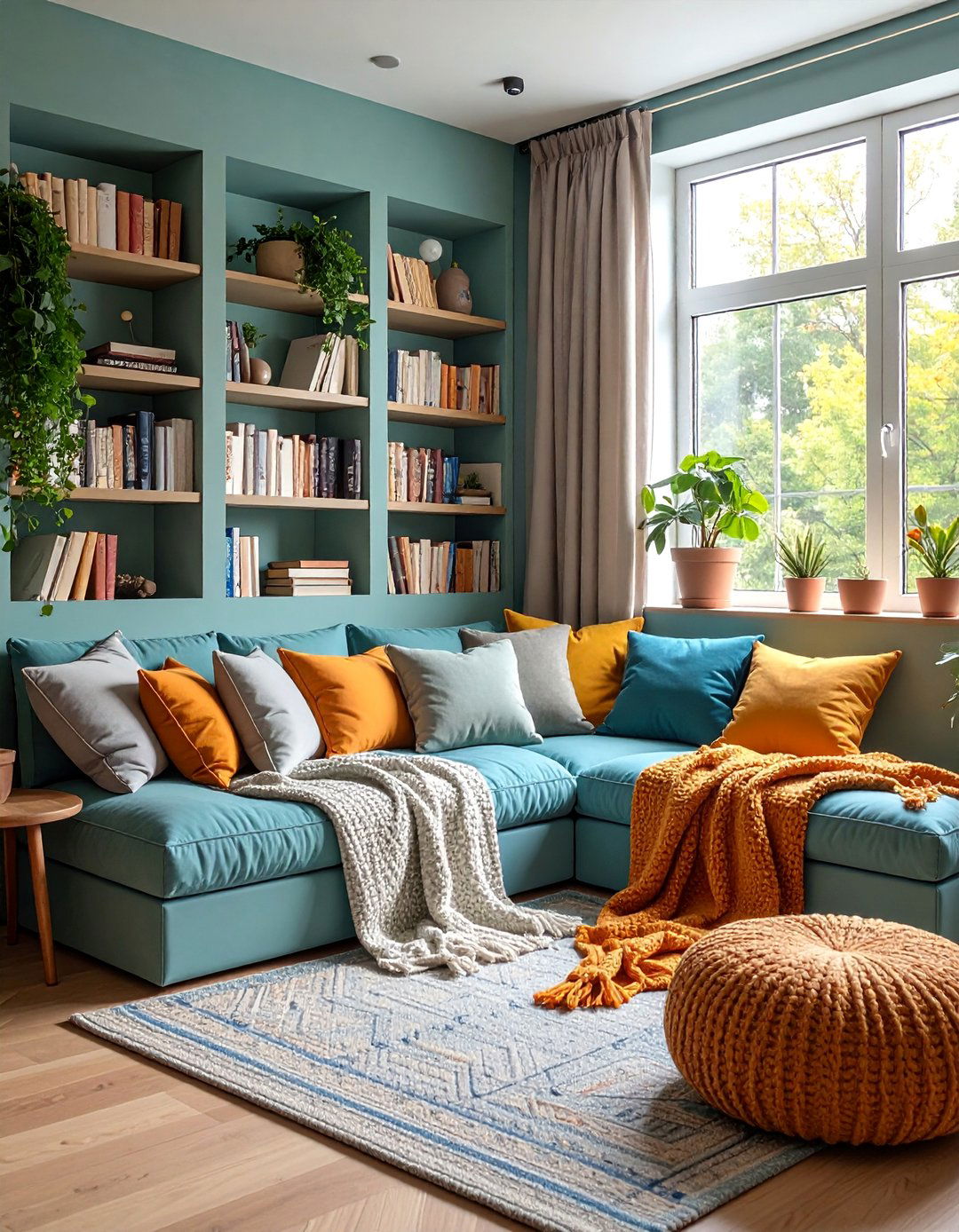 Cozy Greige Reading Nook with Built in Seating - 25 Greige Interior Design Ideas