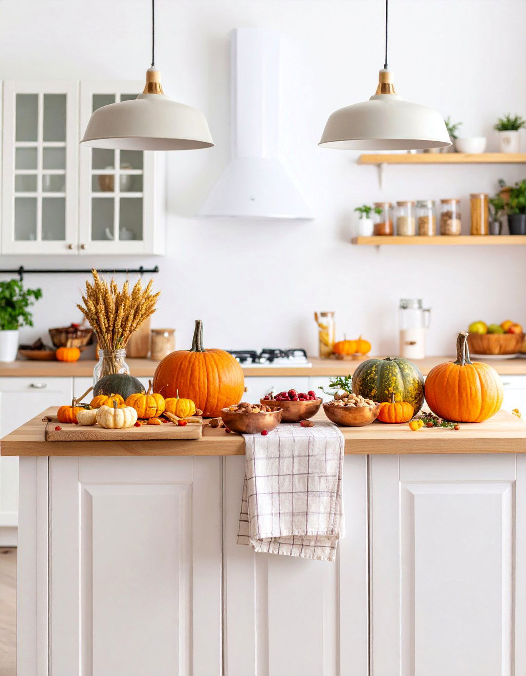 Cozy Kitchen Island Thanksgiving Display - 25 Thanksgiving Decoration Ideas