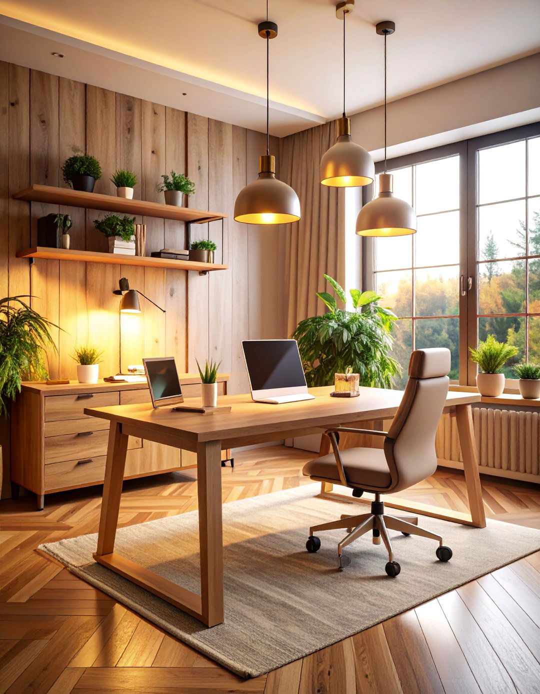 Cozy Lighting Desk with Warm Ambiance - 25 Desk Decor Ideas