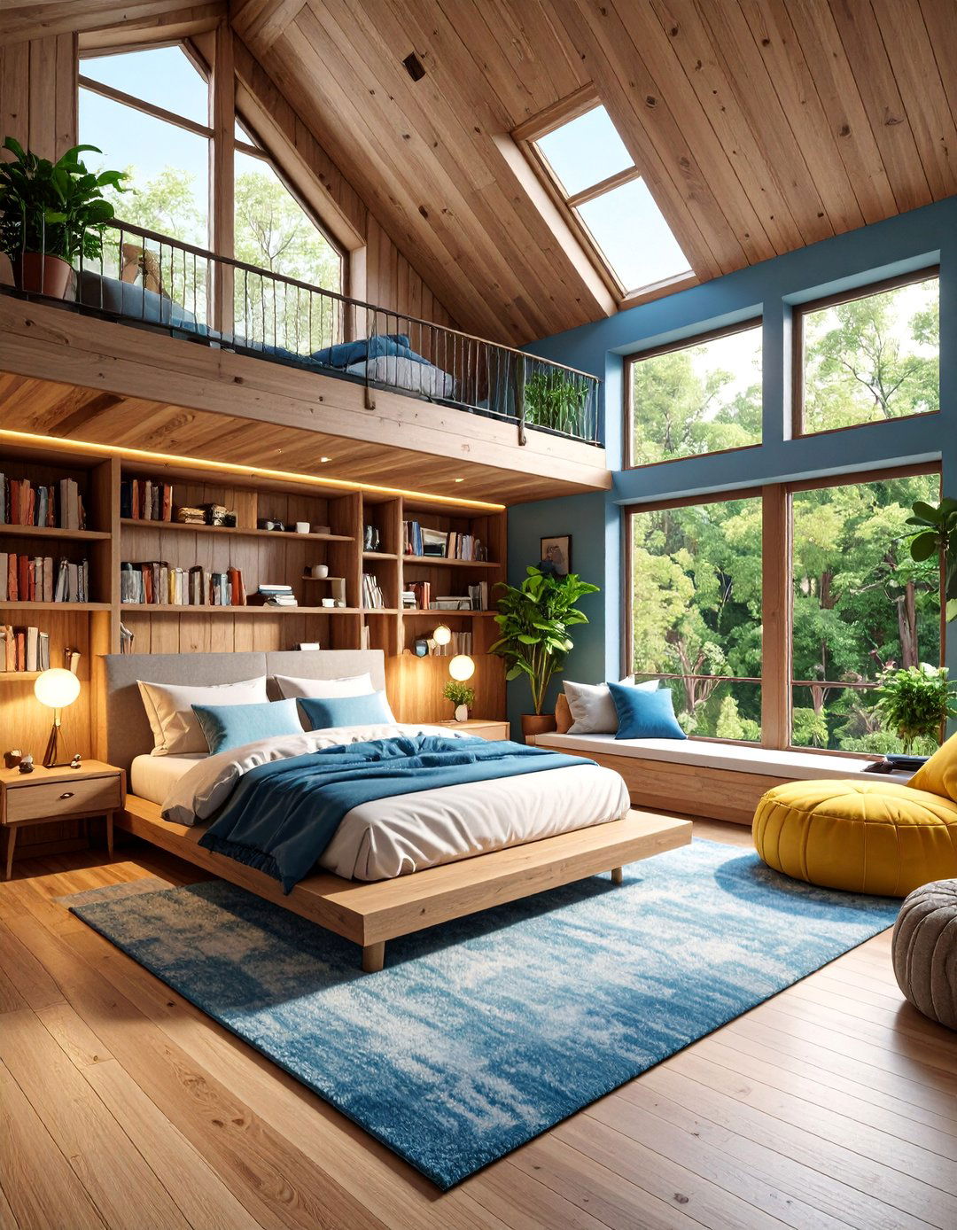 Cozy Loft Bedroom with Built In Reading Nook - 25 Loft Bedroom Ideas