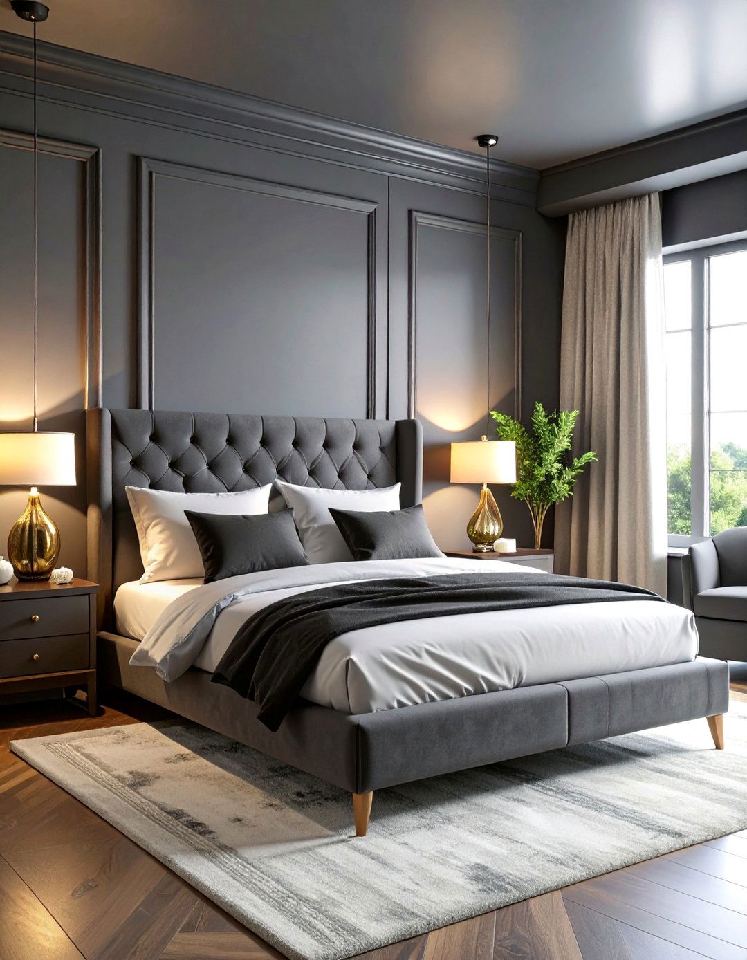 Cozy Master Bedroom Retreat - 25 Black Ceiling With Grey Walls