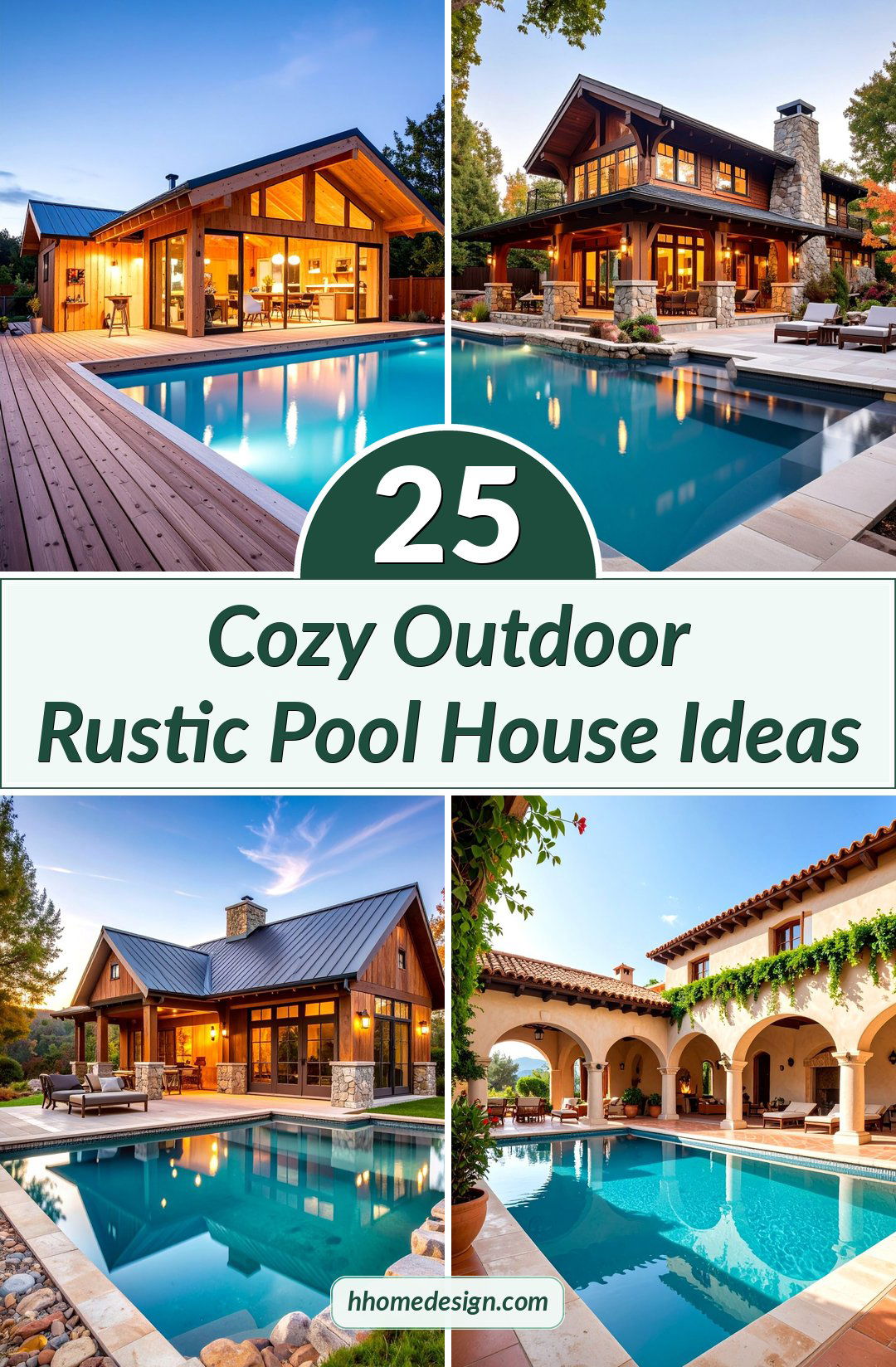 25 Cozy Outdoor Rustic Pool House Ideas