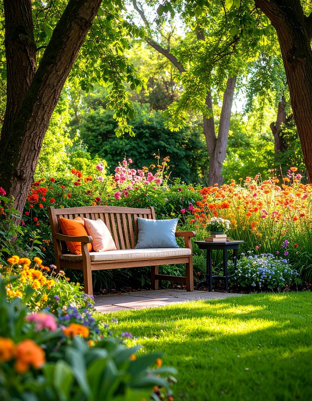 Cozy Reading Bench Garden Nook - 25 Garden Nook Ideas