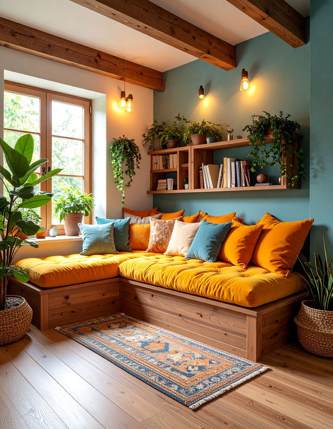 Cozy Reading Nook with Built In Bench Seating - 25 Under Stair Storage Ideas