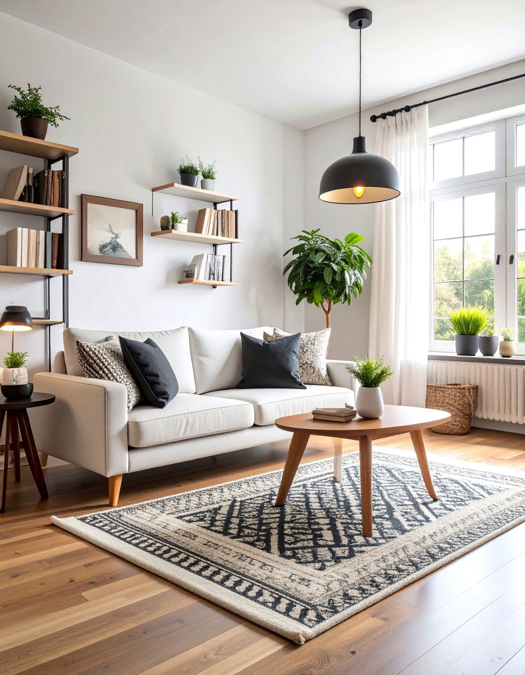 Cozy Reading Nook with Monochrome Comfort - 25 Black and White Boho Living Room Ideas