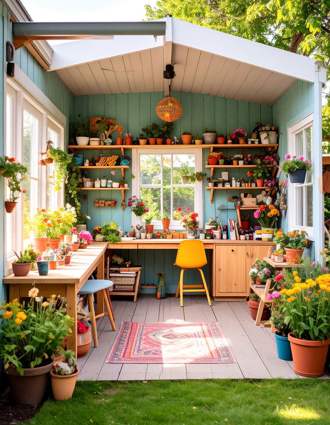 Craft Room Garden Shed with Organized Storage - 25 Garden Shed Ideas