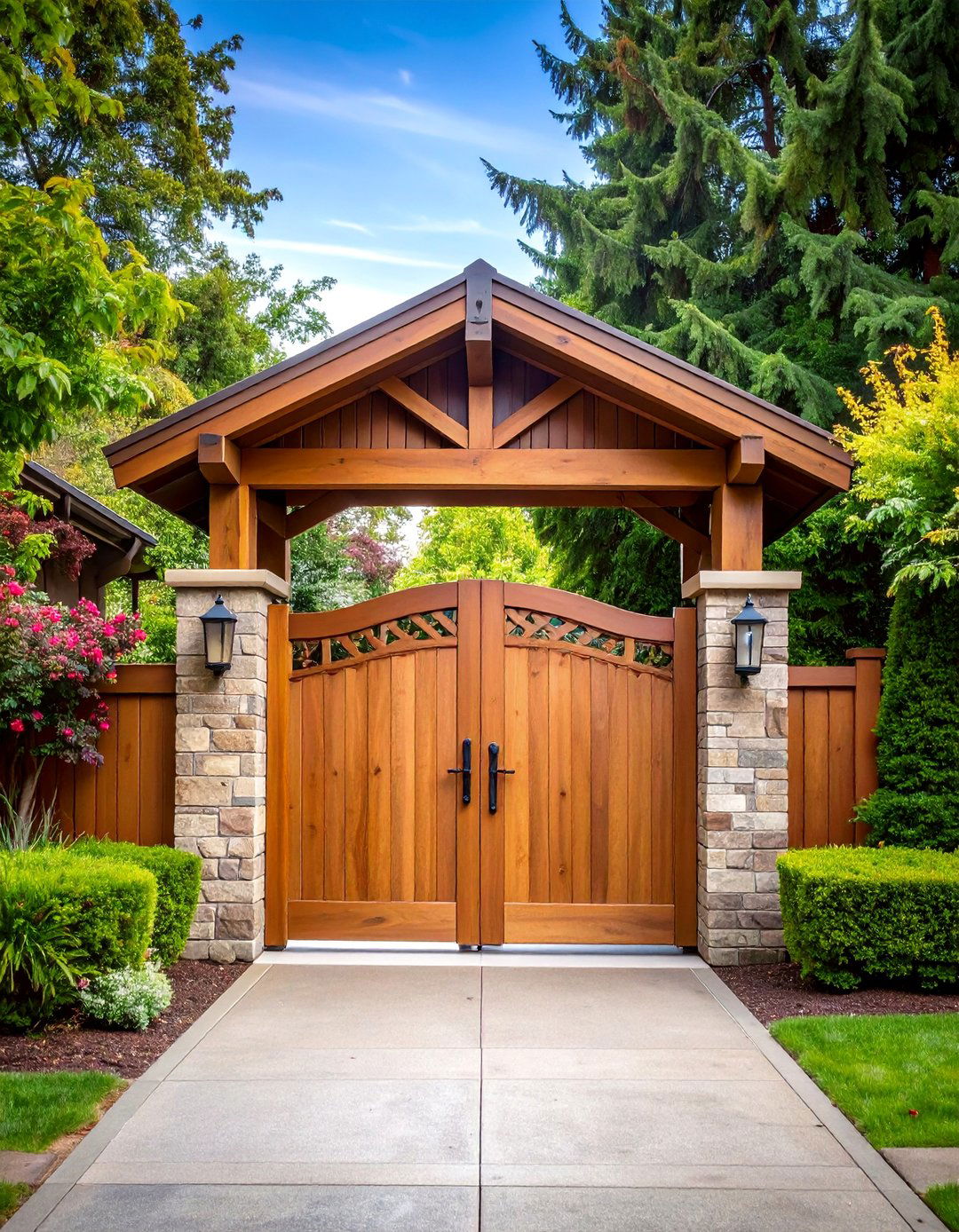 Craftsman Bungalow Gate with Mission Style Details - 25 Front Gate Ideas