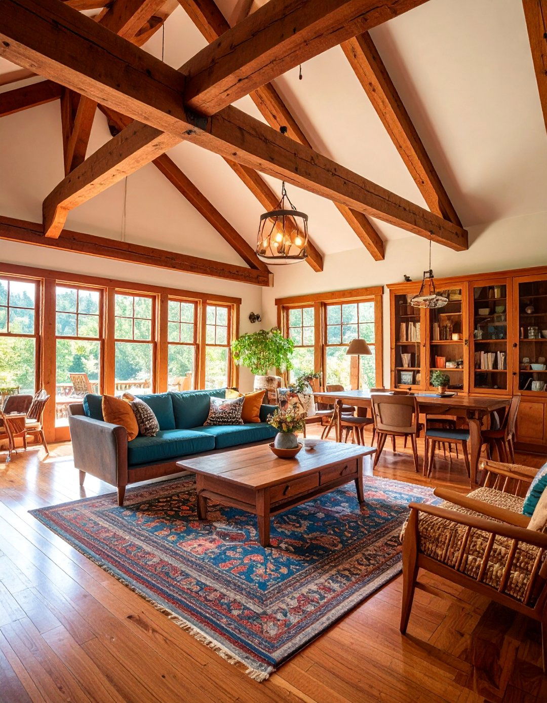 Craftsman Bungalow with Exposed Rafter Tails - 25 Vaulted Ceiling With Beams