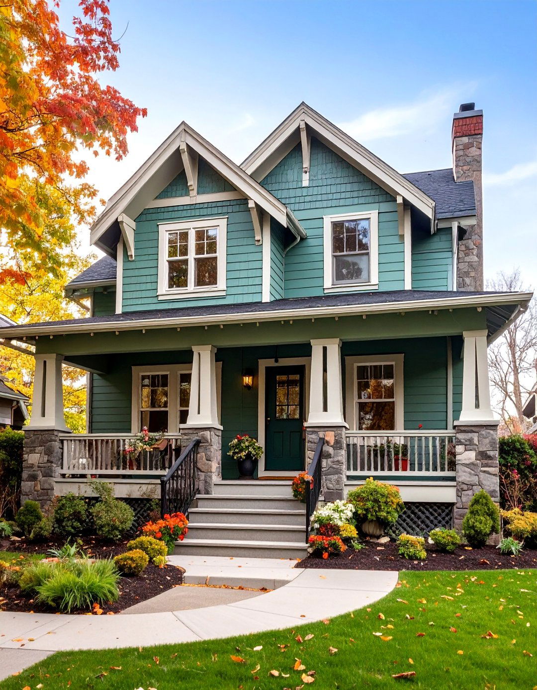 Craftsman Bungalow with Natural Stone Accents - 25 houses with black roofs