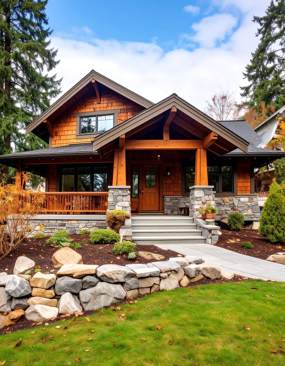 Craftsman Bungalow with Natural Stone - 25 Aesthetic House Exterior Ideas