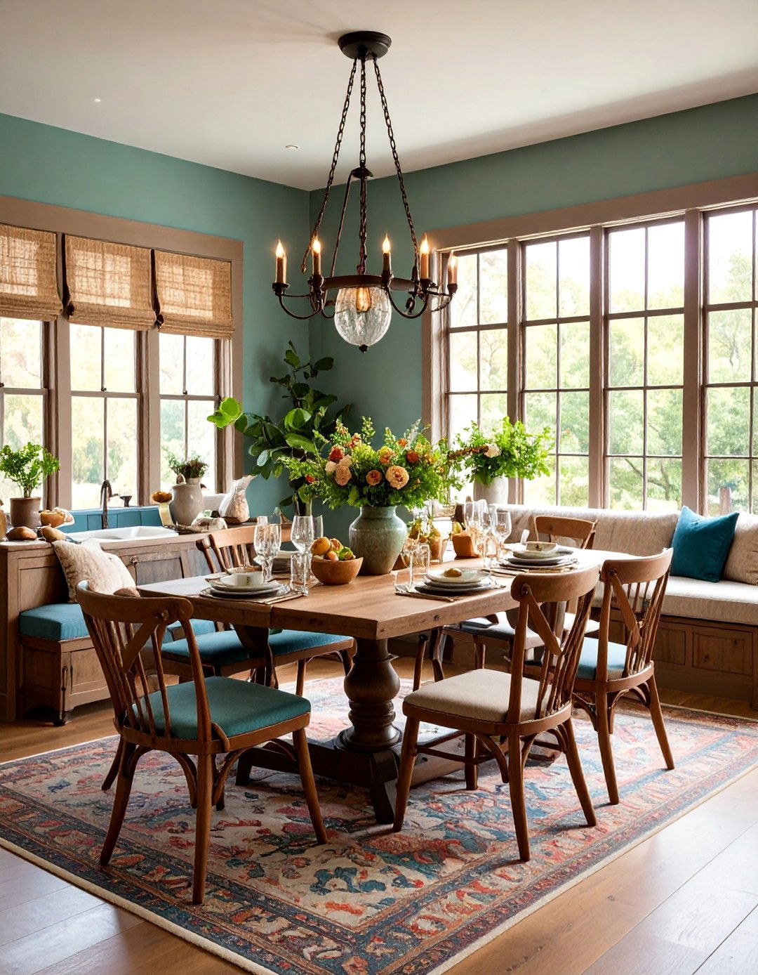 Craftsman Dining Room with Breakfast Nook and Casual Seating - 25 Craftsman Dining Room Ideas