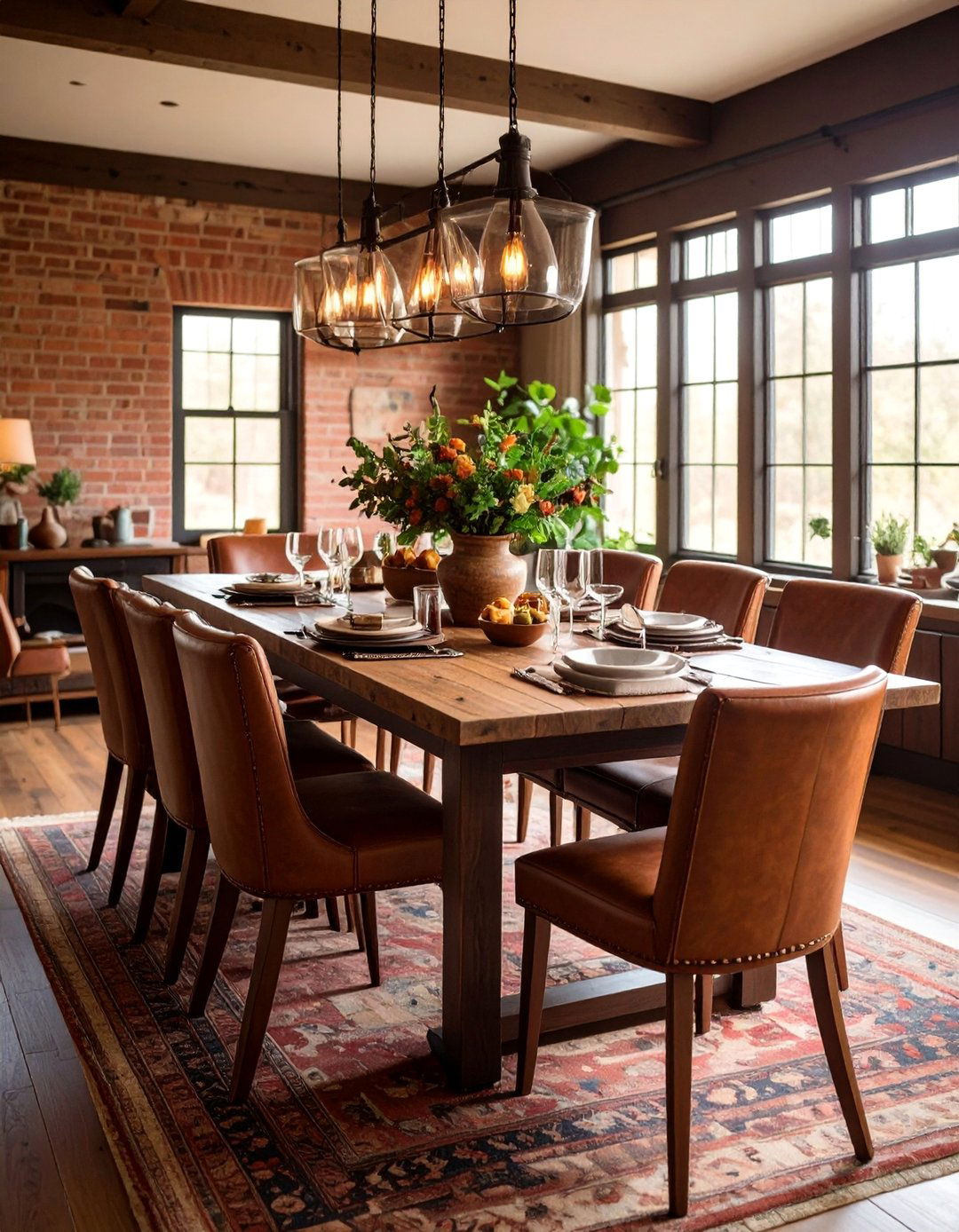 Craftsman Dining Room with Leather Seating and Rich Textures - 25 Craftsman Dining Room Ideas
