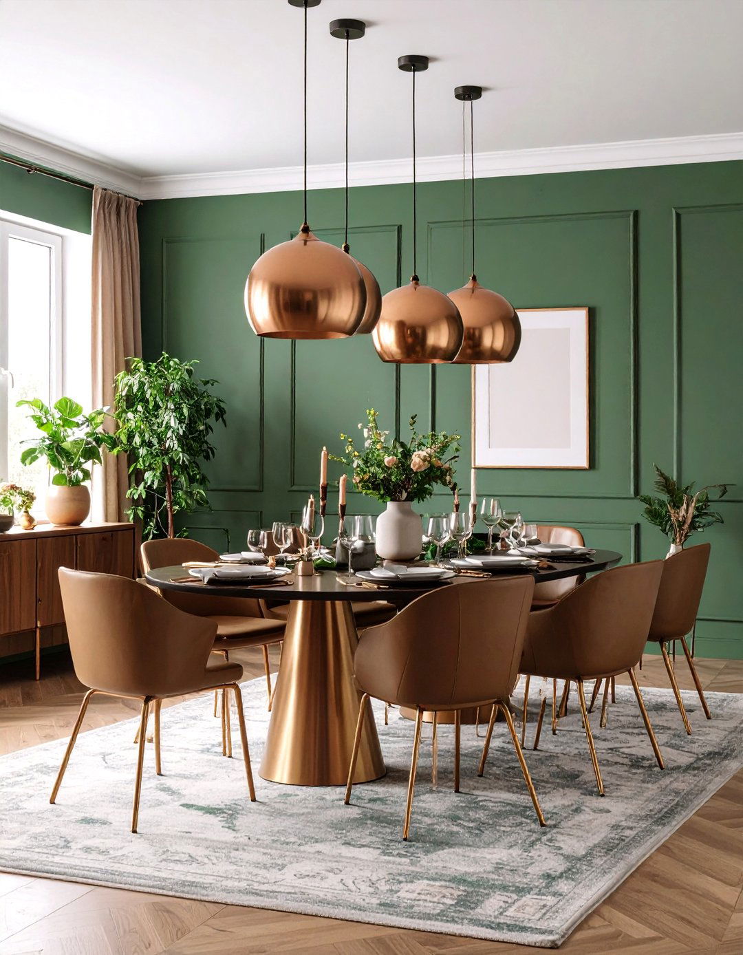 Craftsman Dining Room with Warm Copper and Bronze Accents - 25 Craftsman Dining Room Ideas