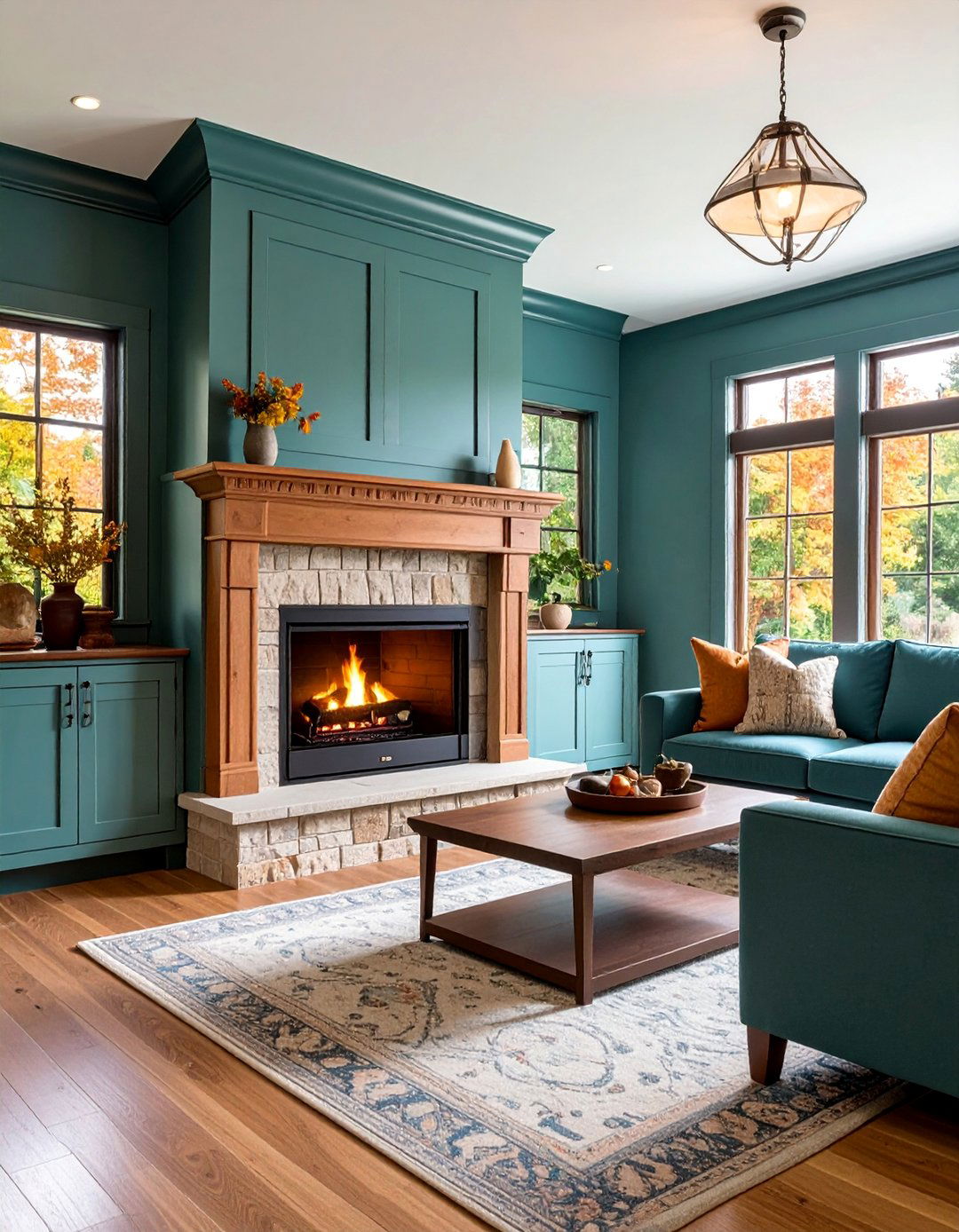 Craftsman Fireplace with Hidden Television Storage - 25 Craftsman-style Fireplace Ideas