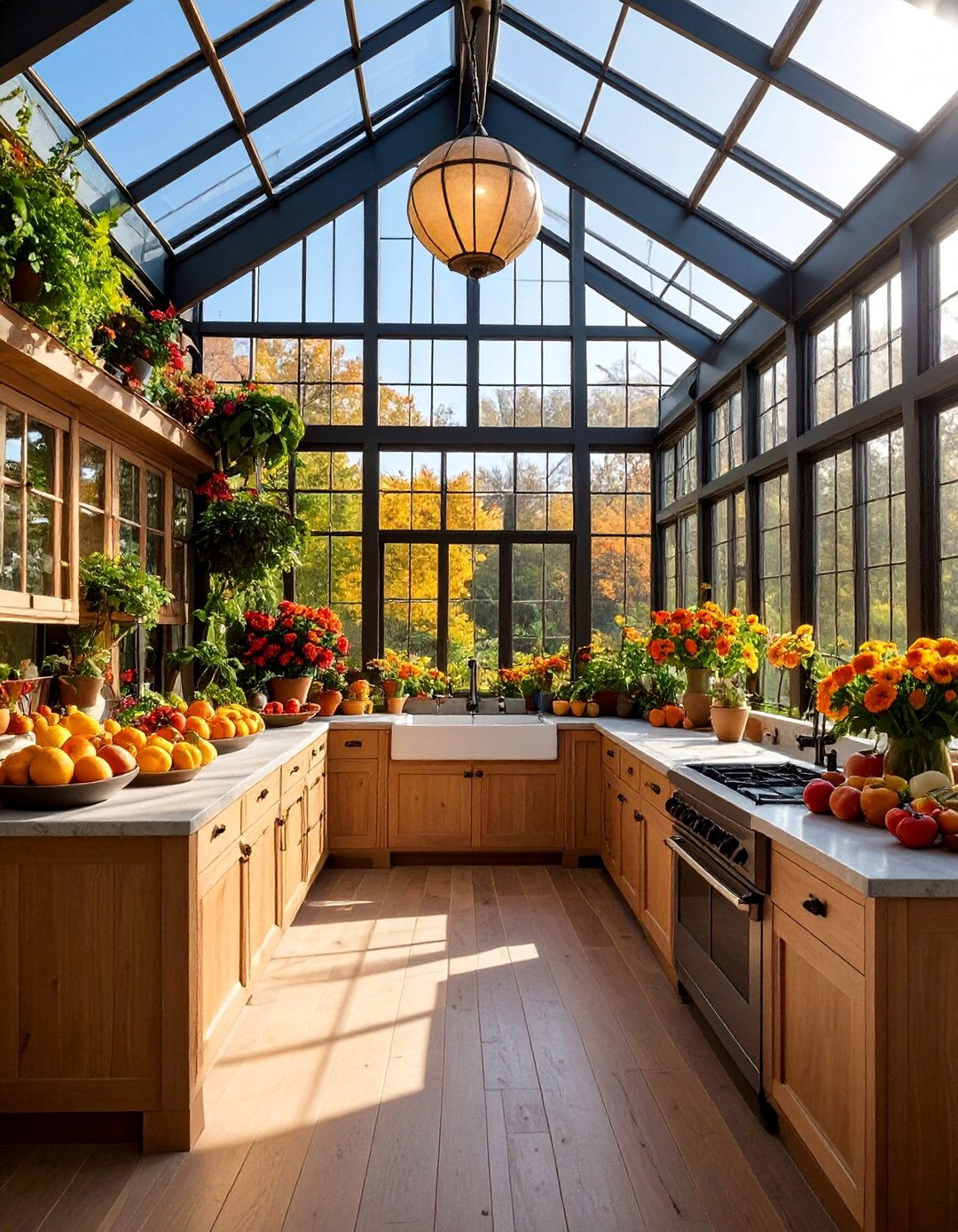 Craftsman Greenhouse Kitchen with Mission Style Details - 25 Greenhouse Kitchen Design Ideas