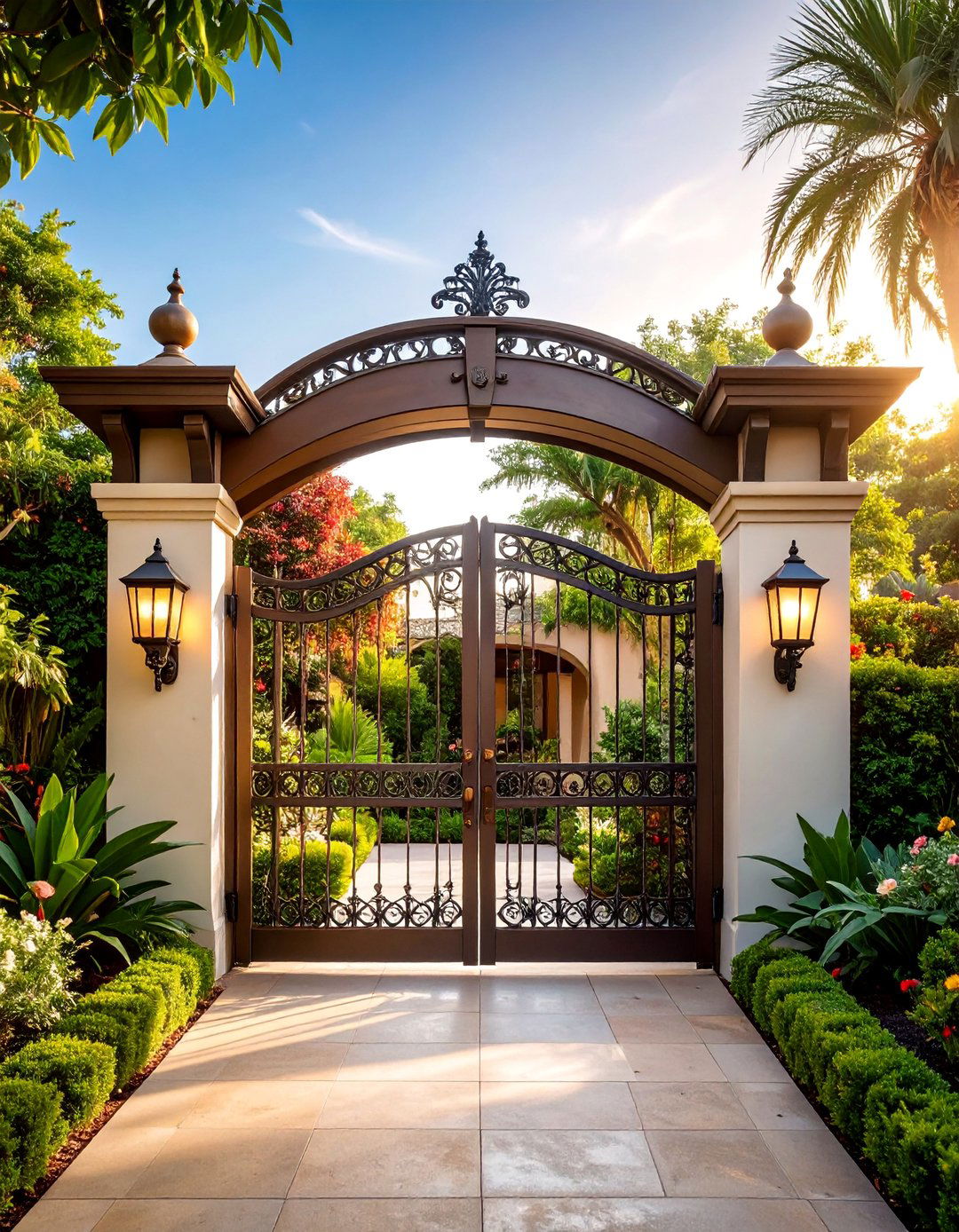 Craftsman Style Metal Gate with Artisan Details - 25 Metal Garden Gate Ideas