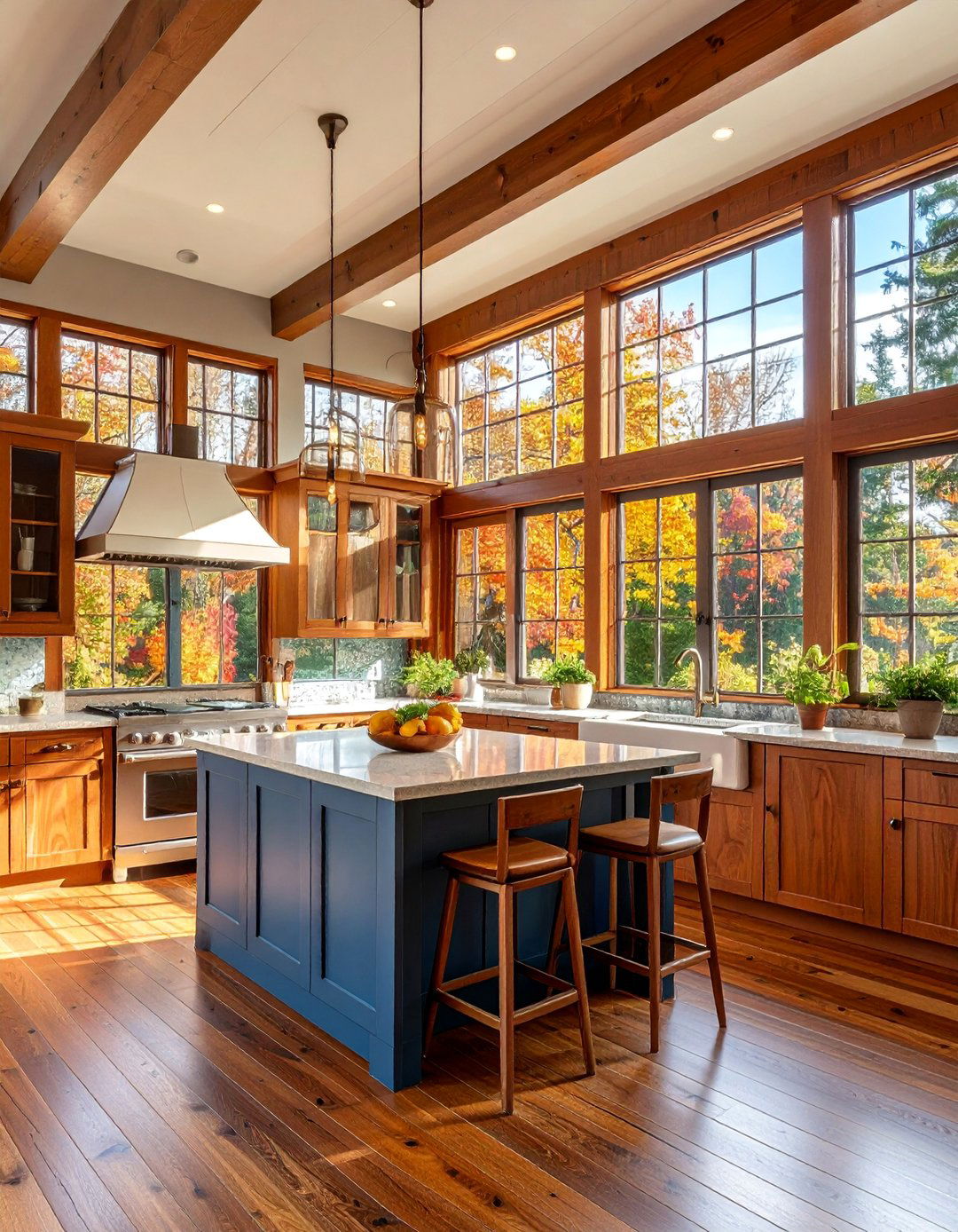 Craftsman Style Sunroom Kitchen with Built In Features - 25 Sunroom Kitchen Ideas
