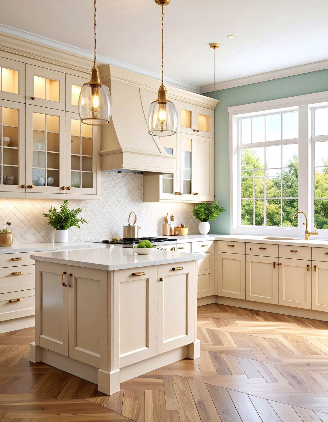 Cream Colored Floor to Ceiling Cabinets with Glass Inserts - 25 Floor to Ceiling Kitchen Cabinets