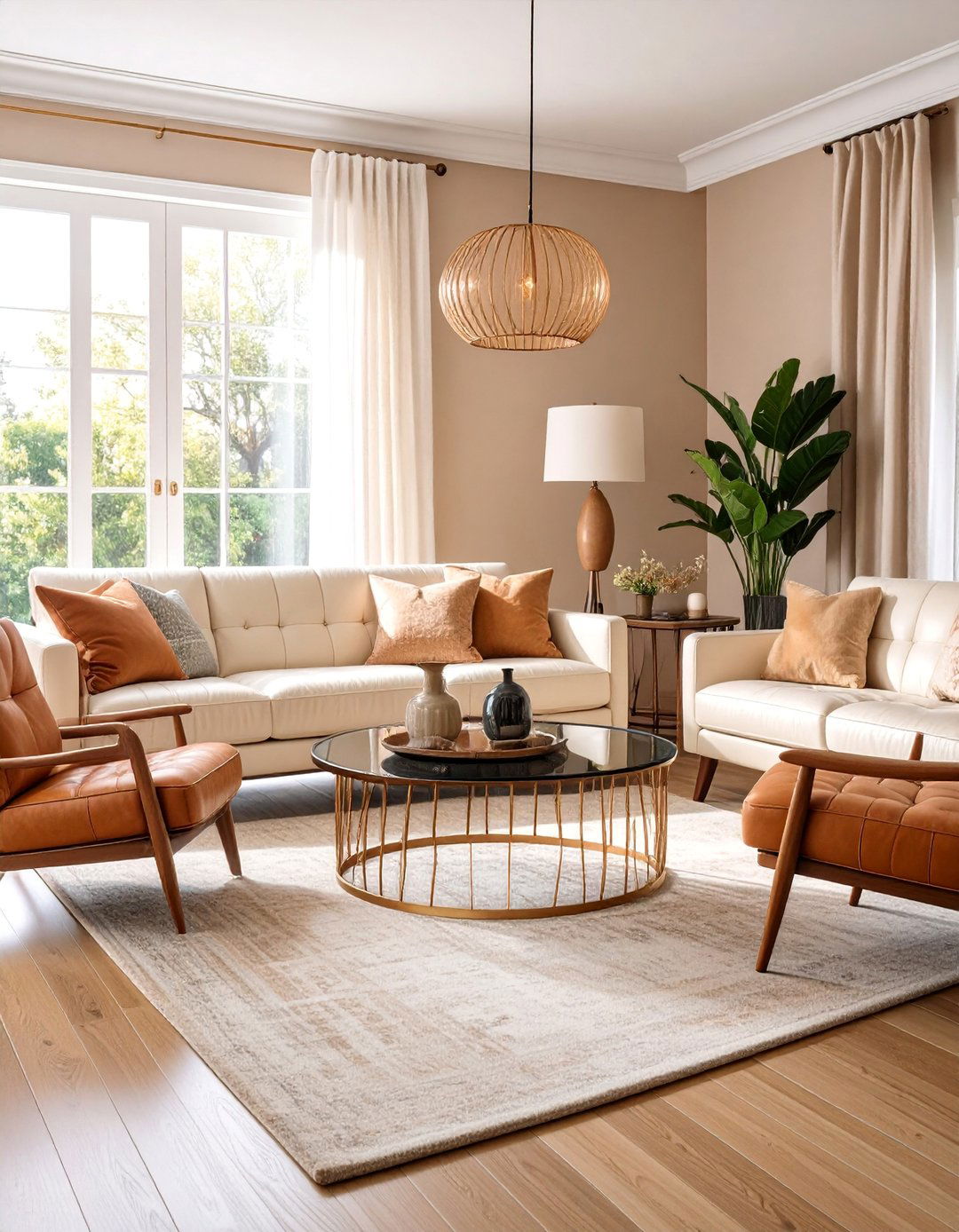 Cream Vintage Living Room with Modern Minimalist Elements - 25 Neutral Boho Living Room Ideas